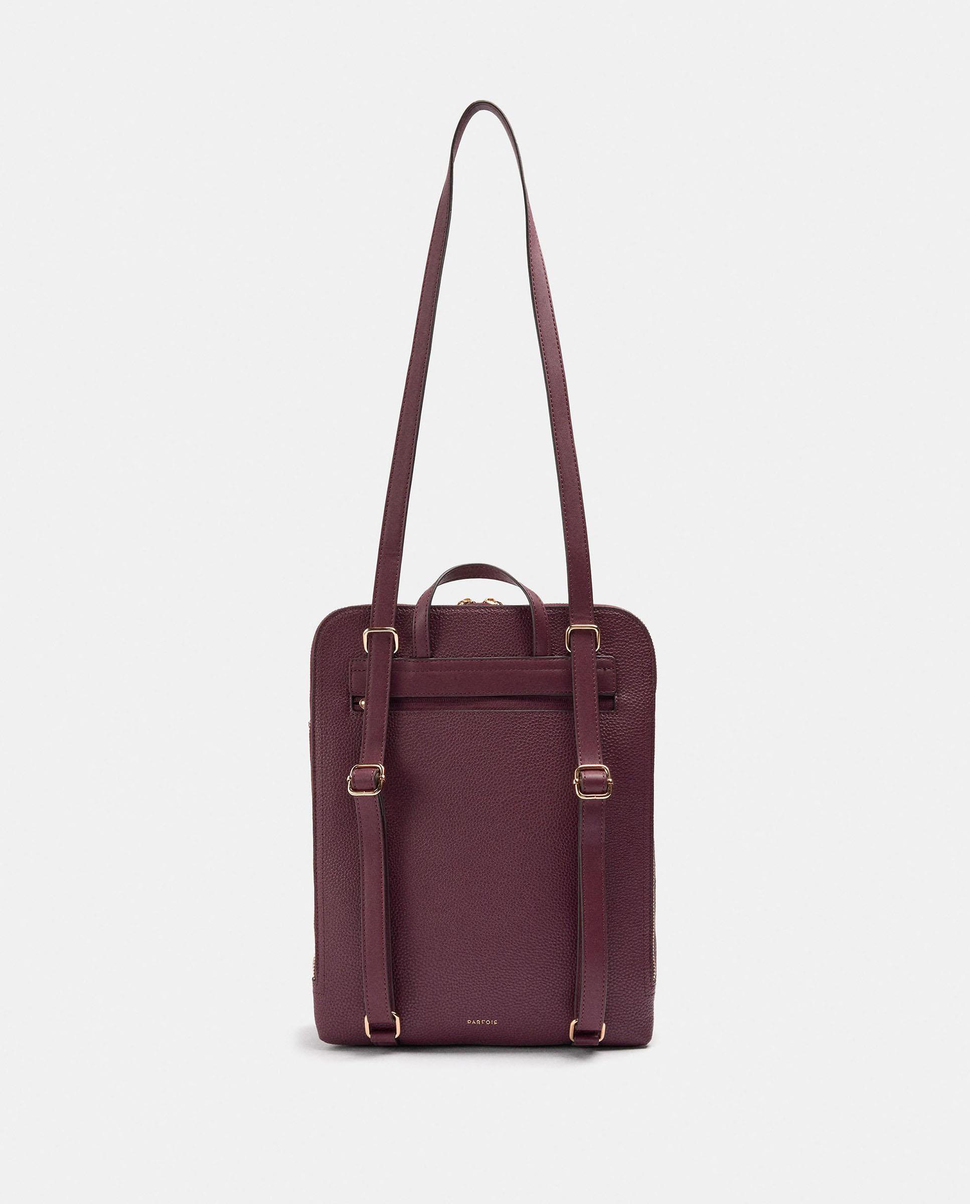 Mochila de mujer con varios compartimentos y cierre de cremallera en liso - Parfois - Burdeos Burdeos-4