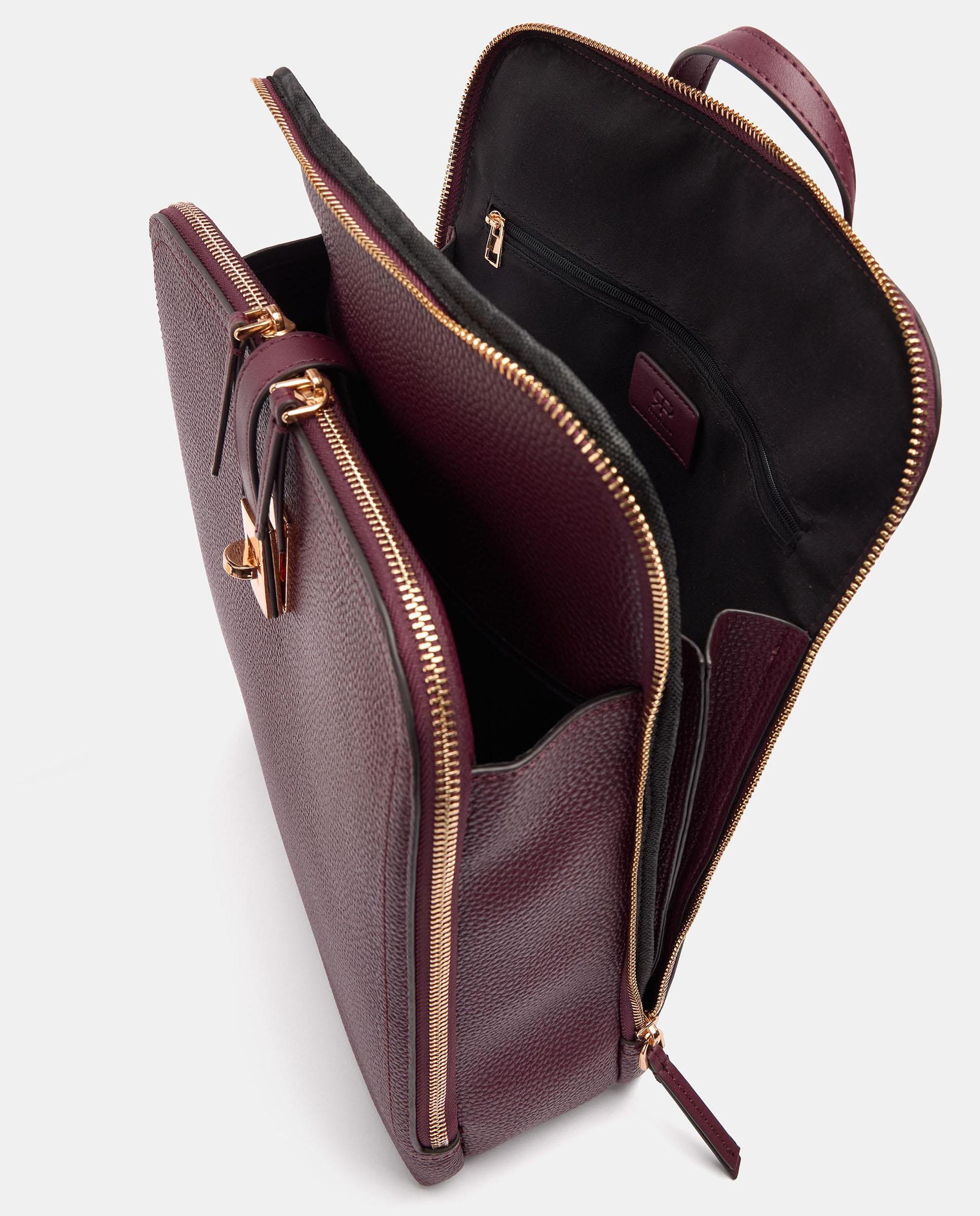 Mochila de mujer con varios compartimentos y cierre de cremallera en liso - Parfois - Burdeos Burdeos-6