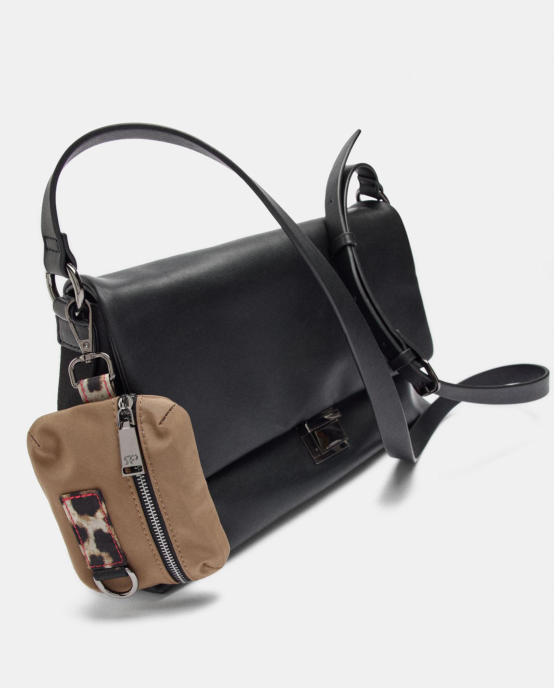 Bolso de hombro con monedero extraíble y cierre de botón - Parfois - Negro Negro-3