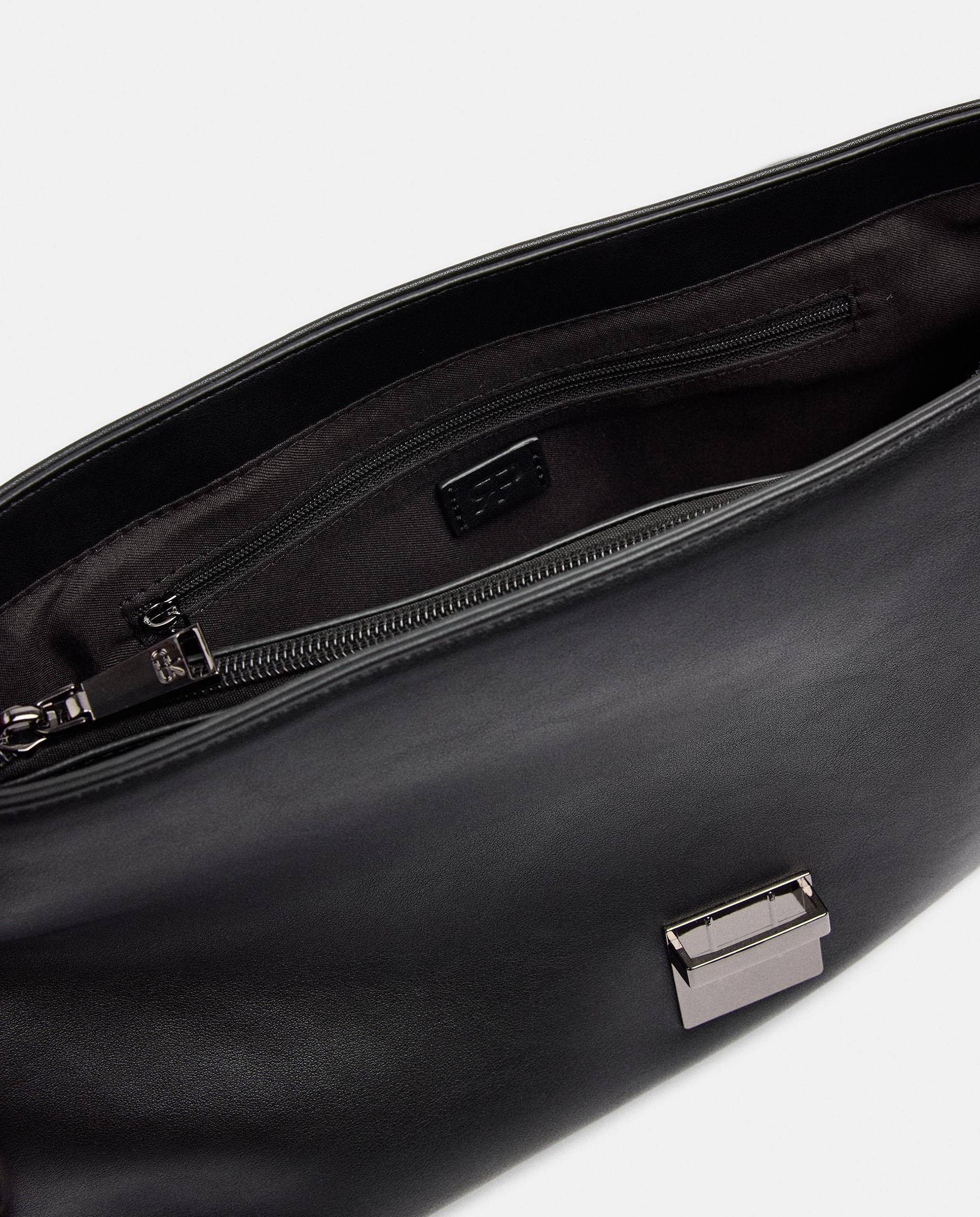 Bolso de hombro con monedero extraíble y cierre de botón - Parfois - Negro Negro-4