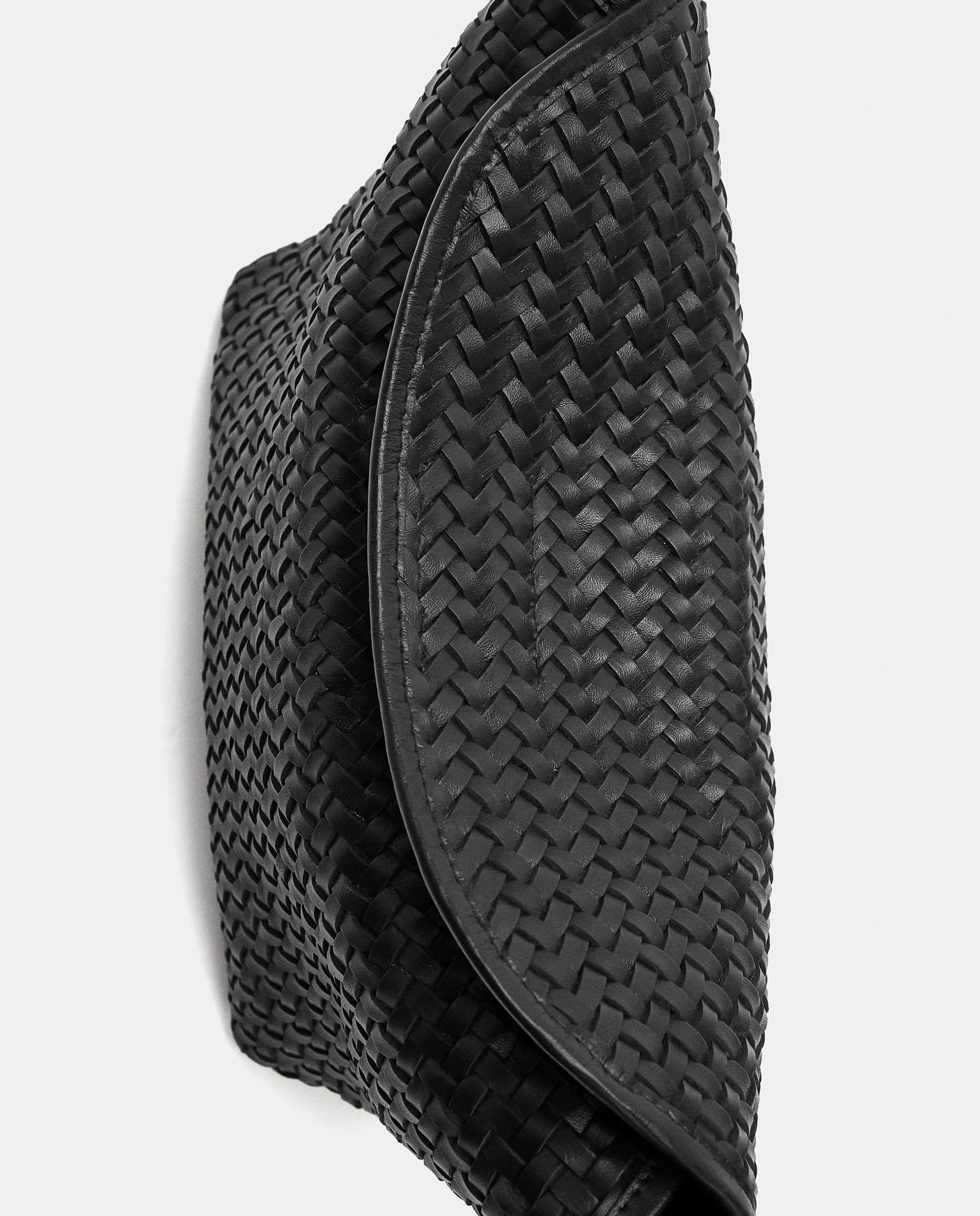 Bolso de hombro 100% piel trenzada con cierre imantado - Parfois - Negro Negro-3