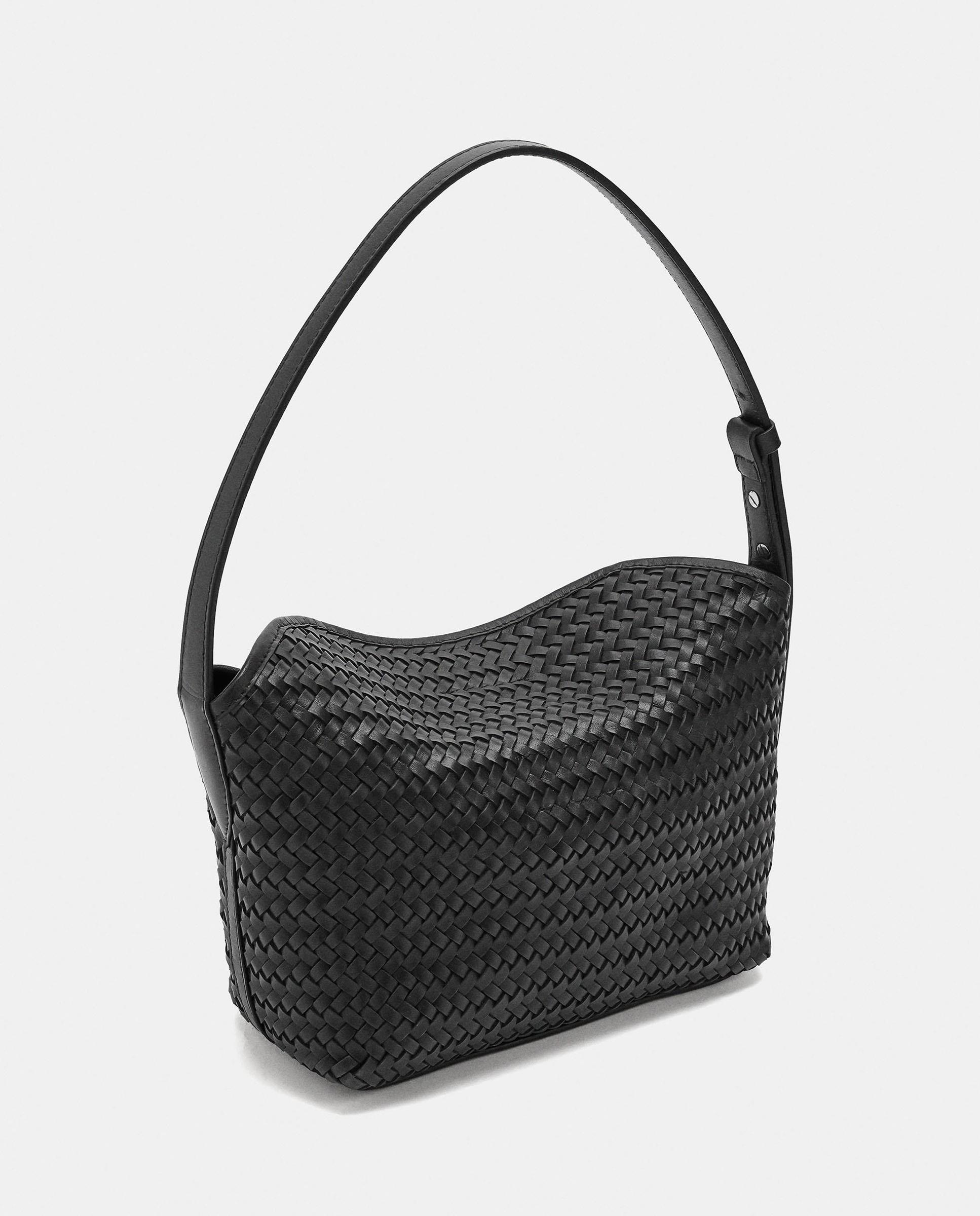 Bolso de hombro 100% piel trenzada con cierre imantado - Parfois - Negro Negro-2