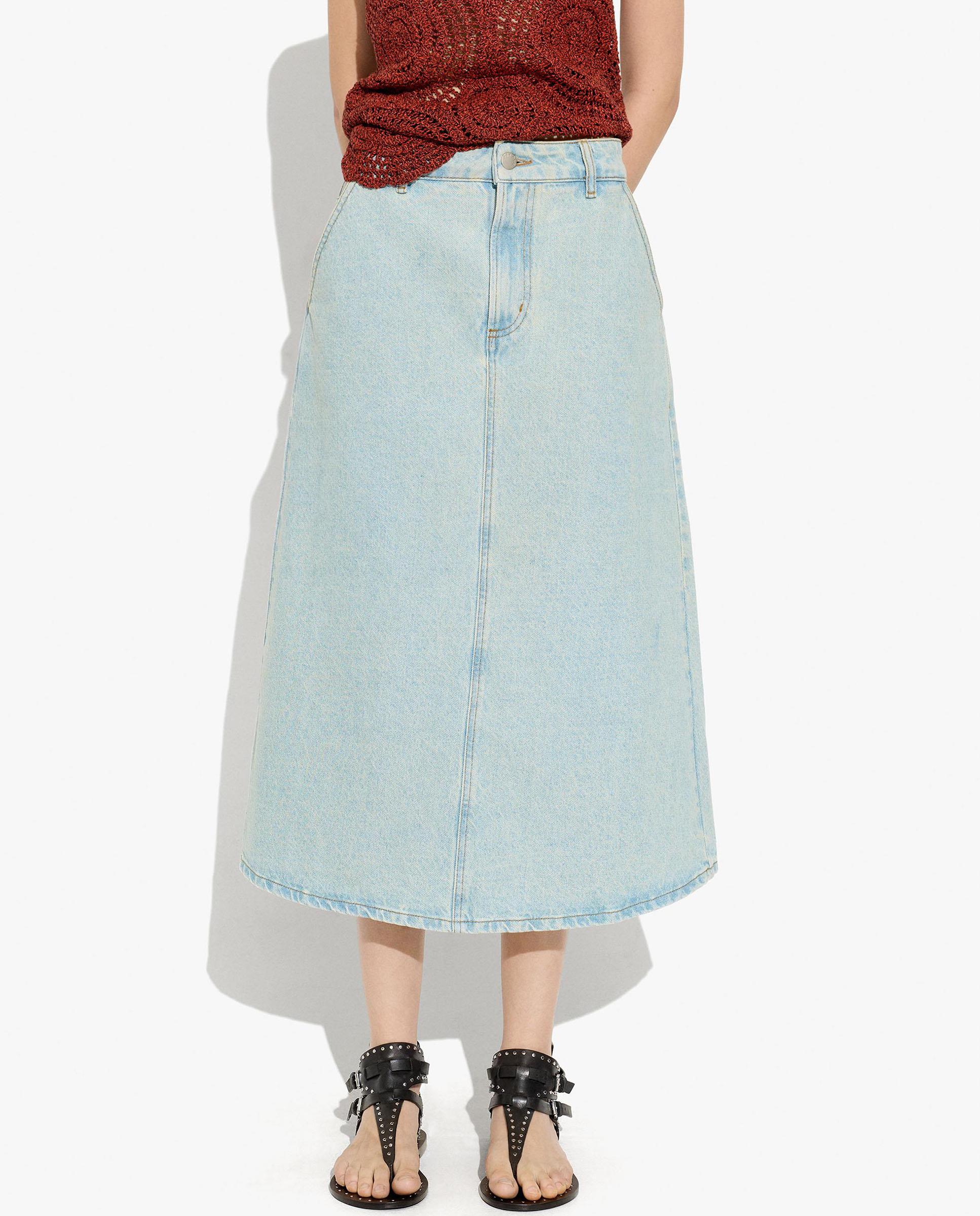 Falda midi 100% algodón vaquera - Parfois - Azul Azul-2