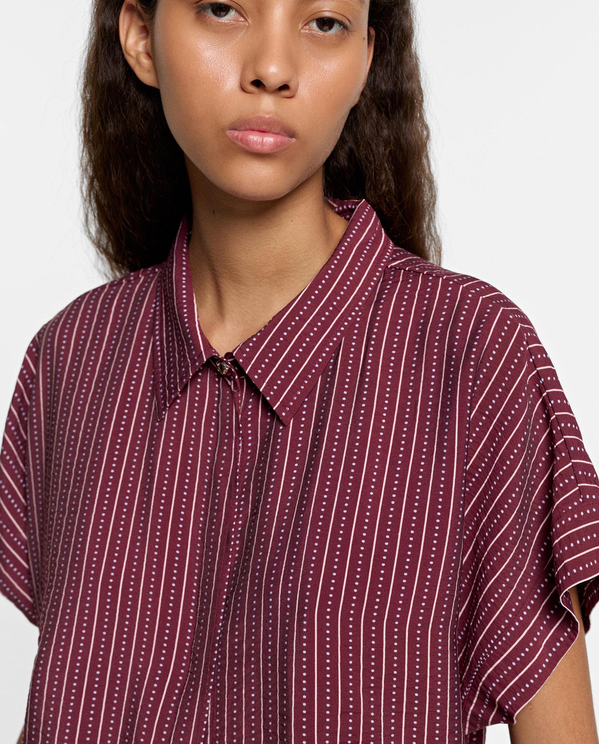 Camisa de mujer de manga corta con estampado de rayas - Parfois - Burdeos Burdeos-5