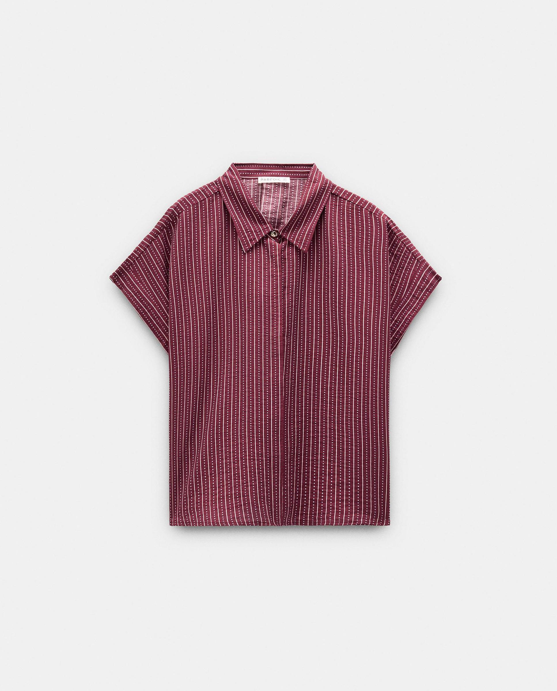 Camisa de mujer de manga corta con estampado de rayas - Parfois - Burdeos Burdeos-7