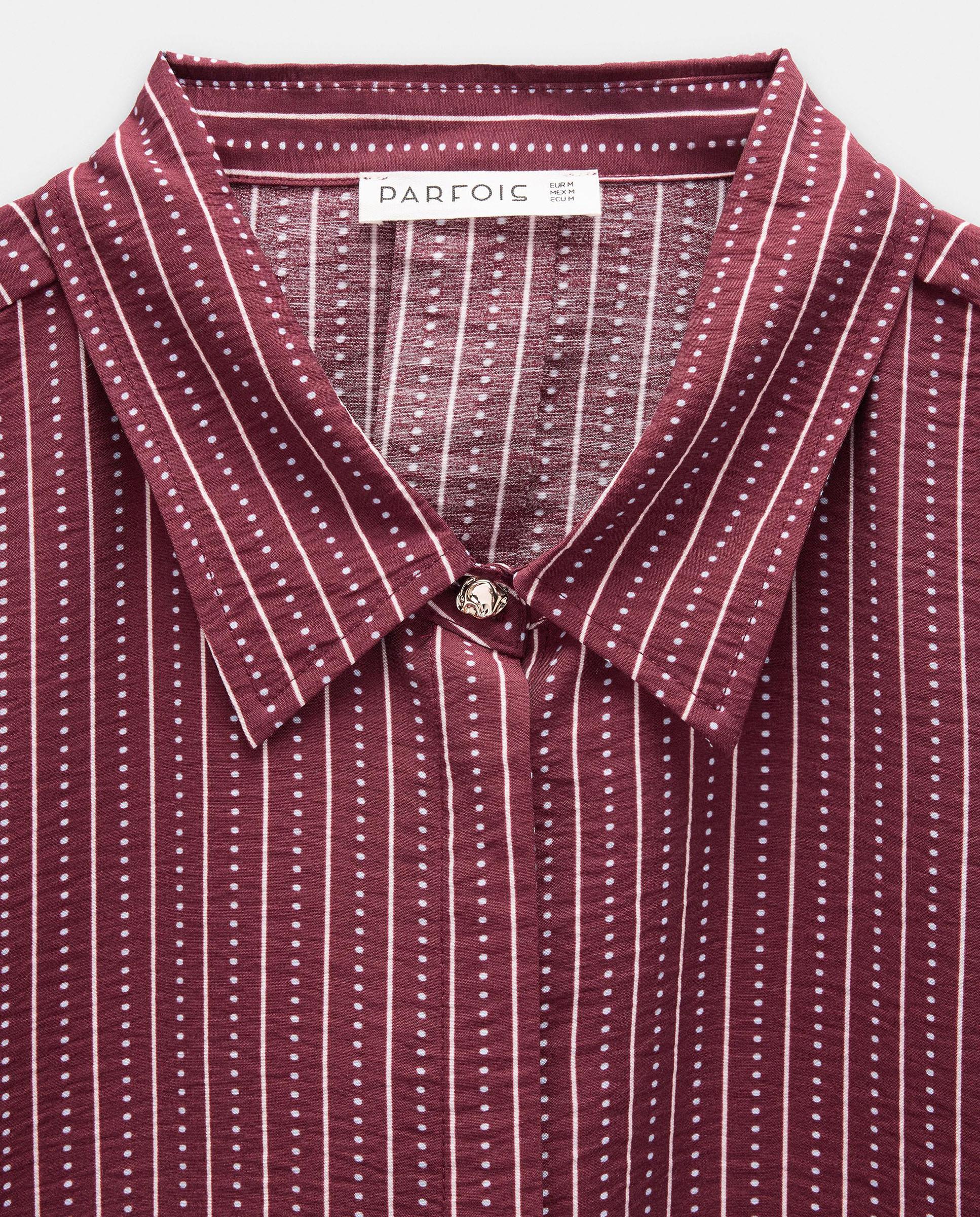 Camisa de mujer de manga corta con estampado de rayas - Parfois - Burdeos Burdeos-6