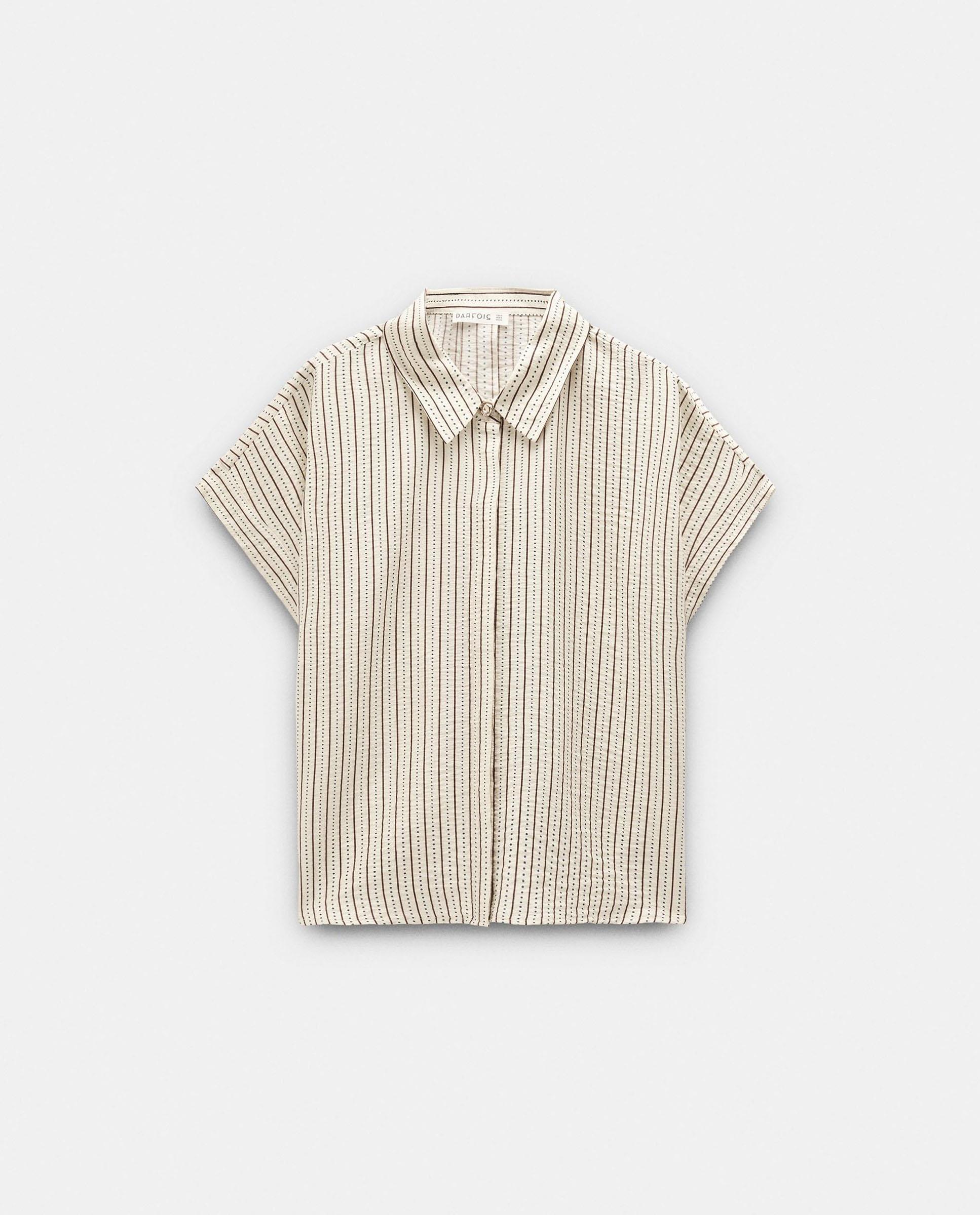 Camisa de mujer de manga corta con estampado de rayas - Parfois - Crudo Crudo-7