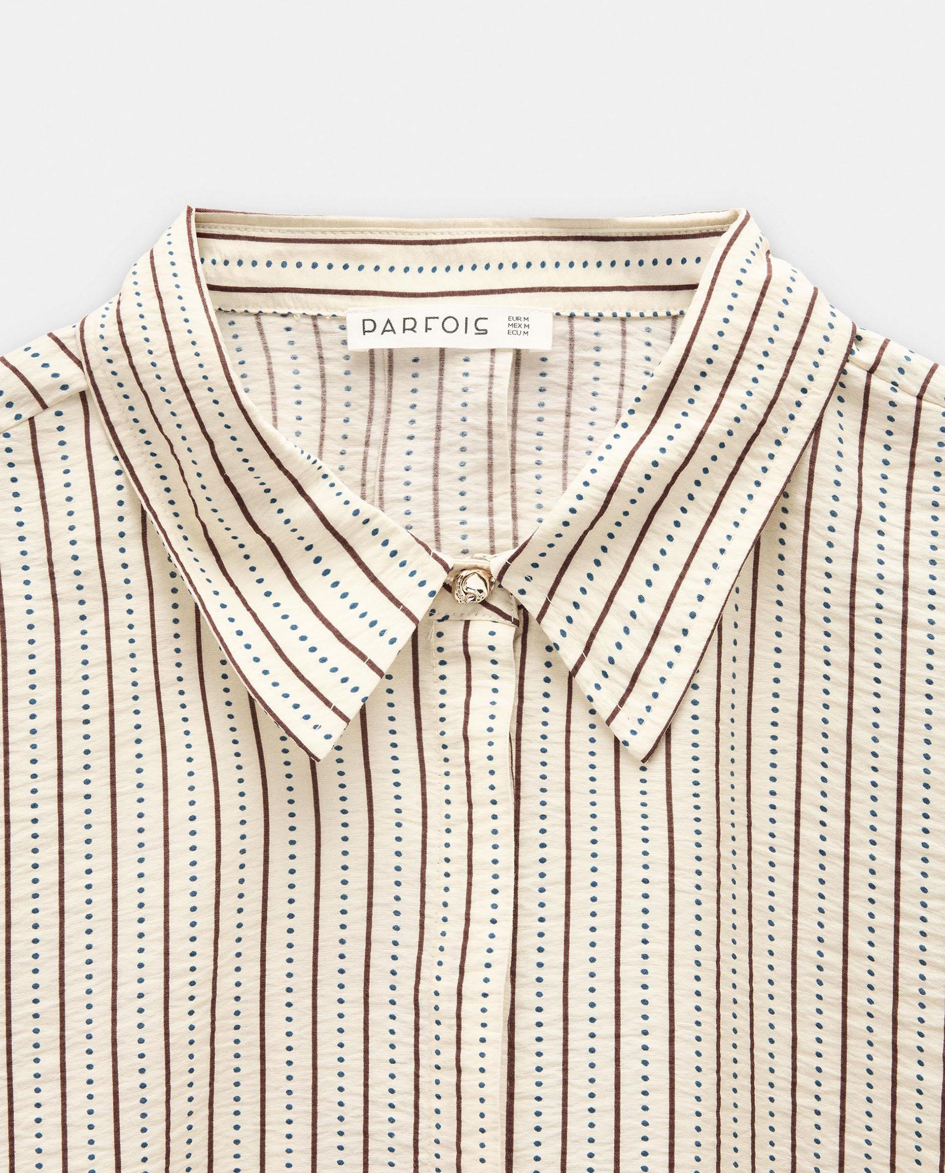 Camisa de mujer de manga corta con estampado de rayas - Parfois - Crudo Crudo-6