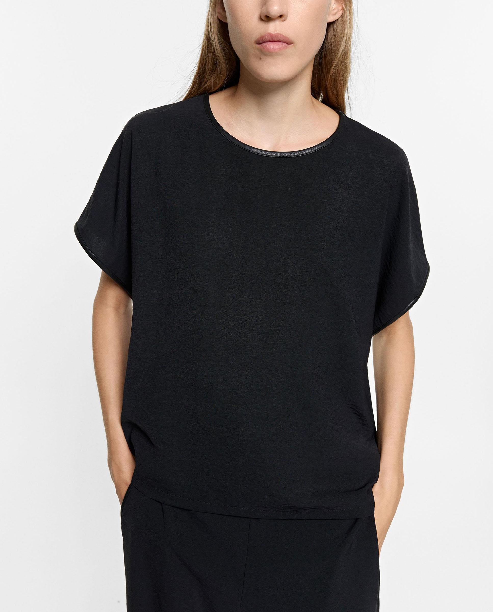 Camiseta de mujer de manga corta en liso - Parfois - Negro Negro-3