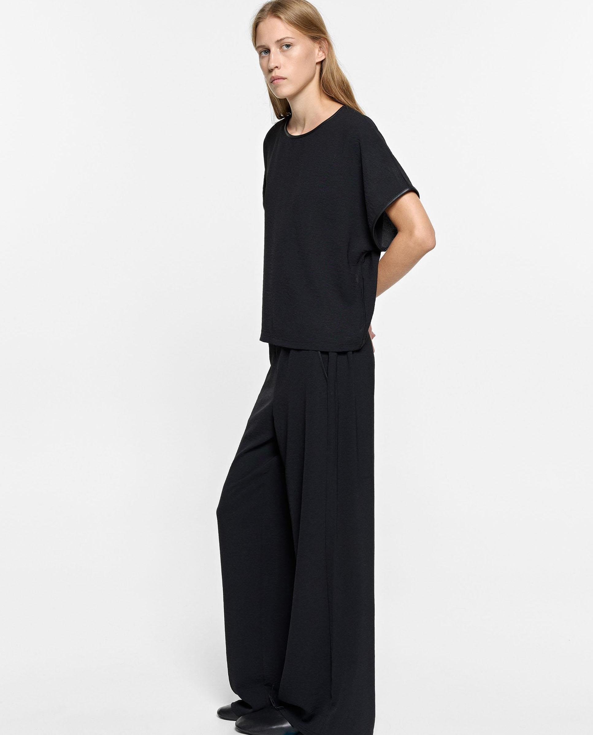 Camiseta de mujer de manga corta en liso - Parfois - Negro Negro-4