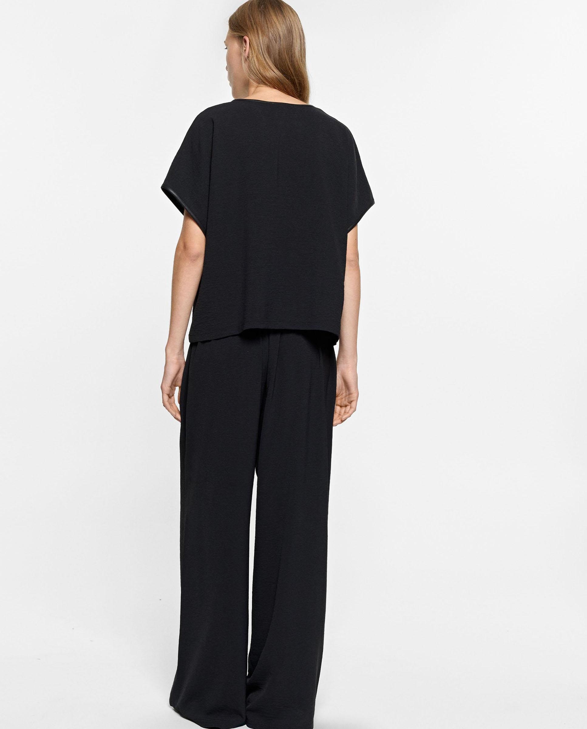 Camiseta de mujer de manga corta en liso - Parfois - Negro Negro-5