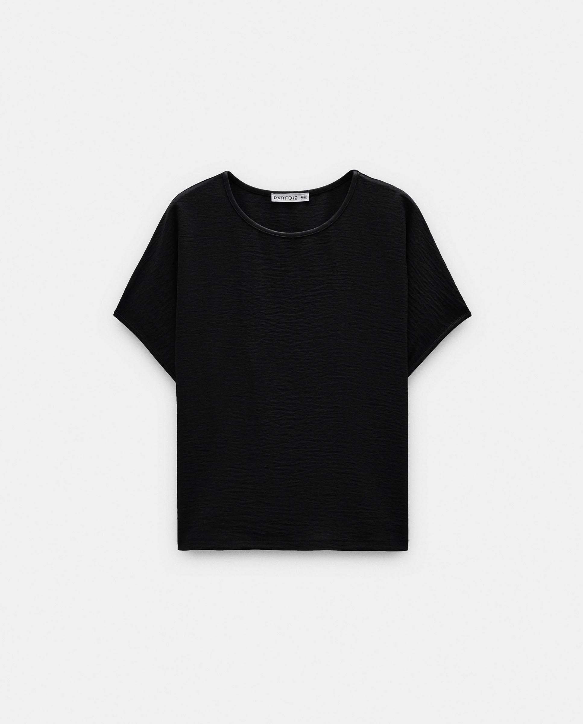 Camiseta de mujer de manga corta en liso - Parfois - Negro Negro-7