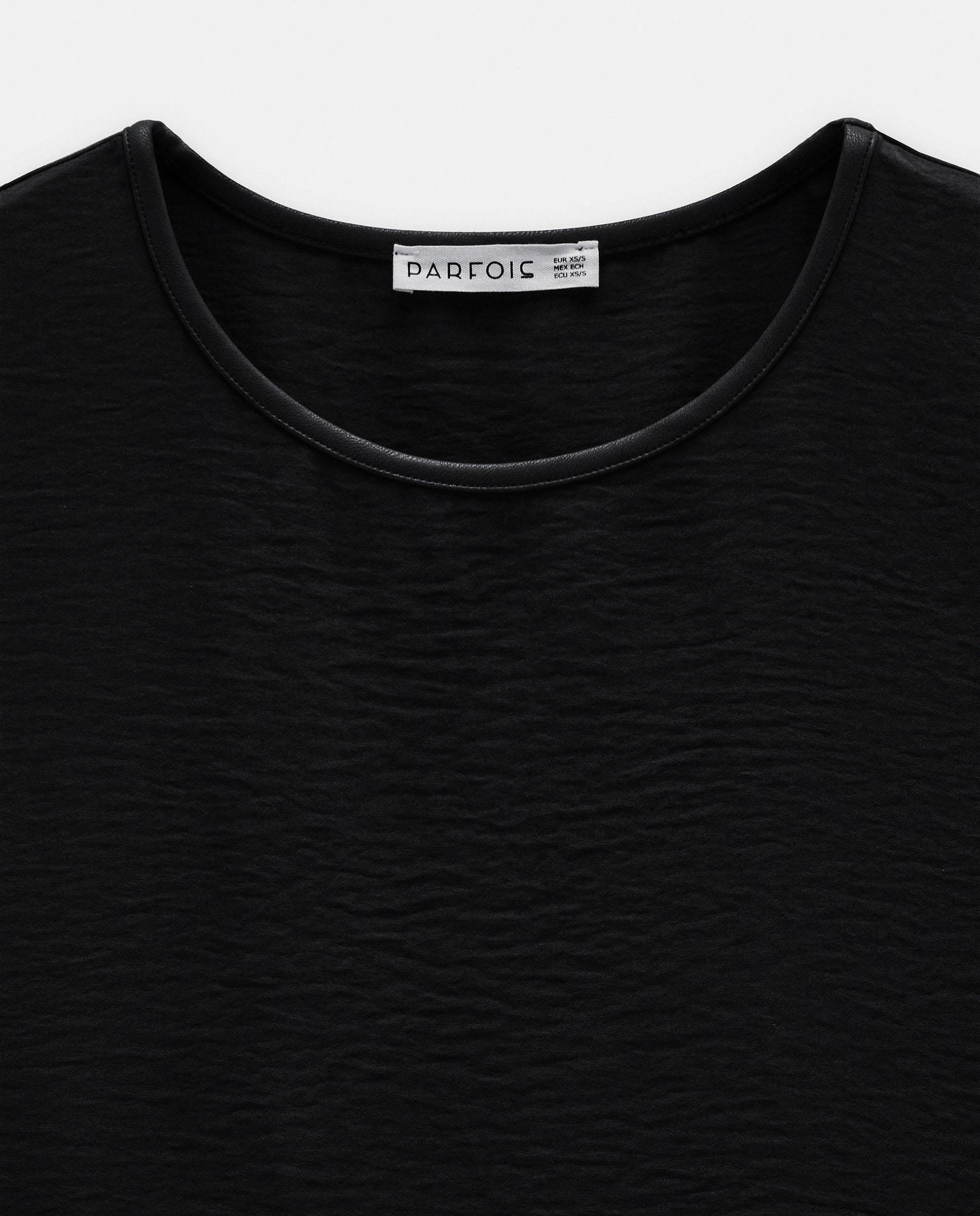 Camiseta de mujer de manga corta en liso - Parfois - Negro Negro-6