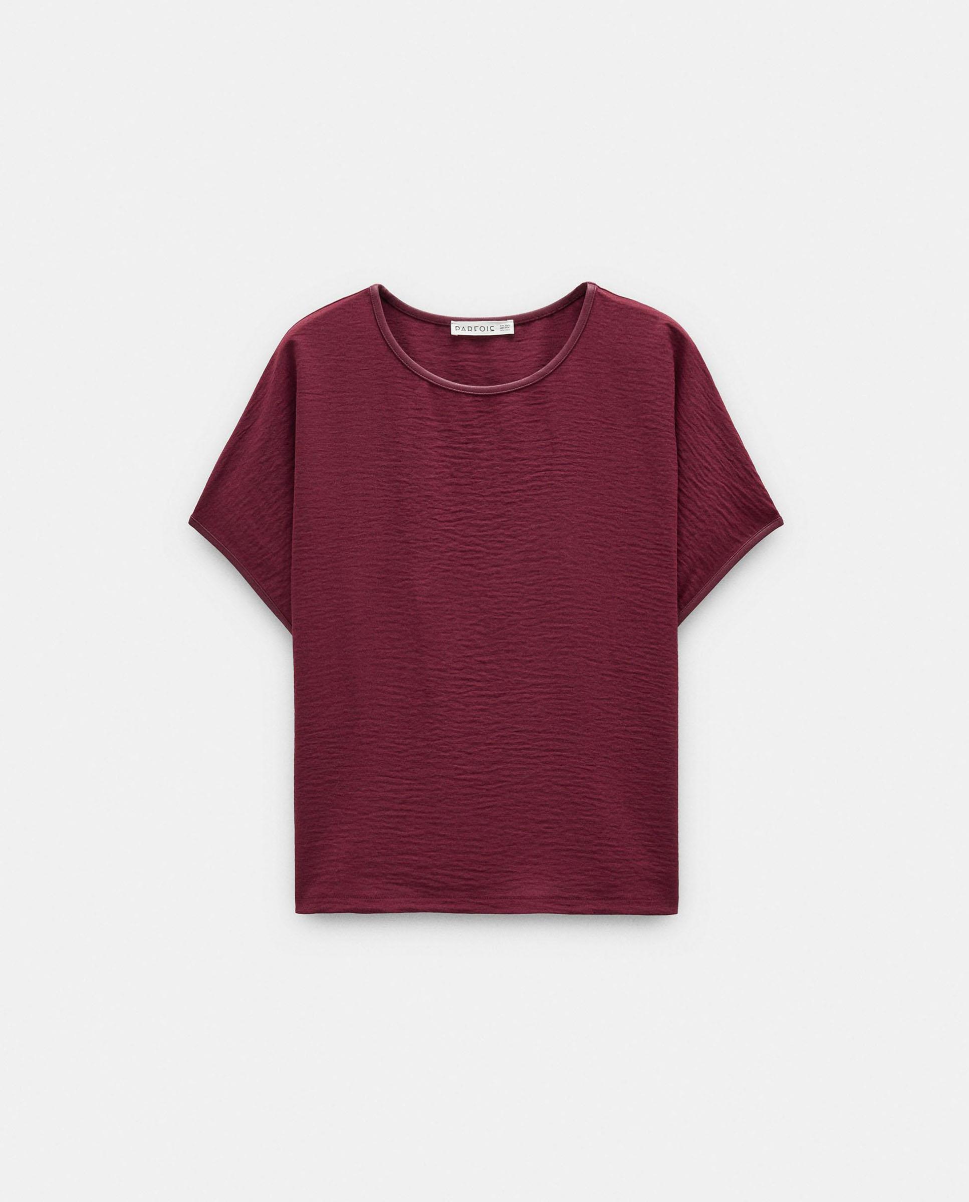 Camiseta de mujer de manga corta en liso - Parfois - Burdeos Burdeos-6