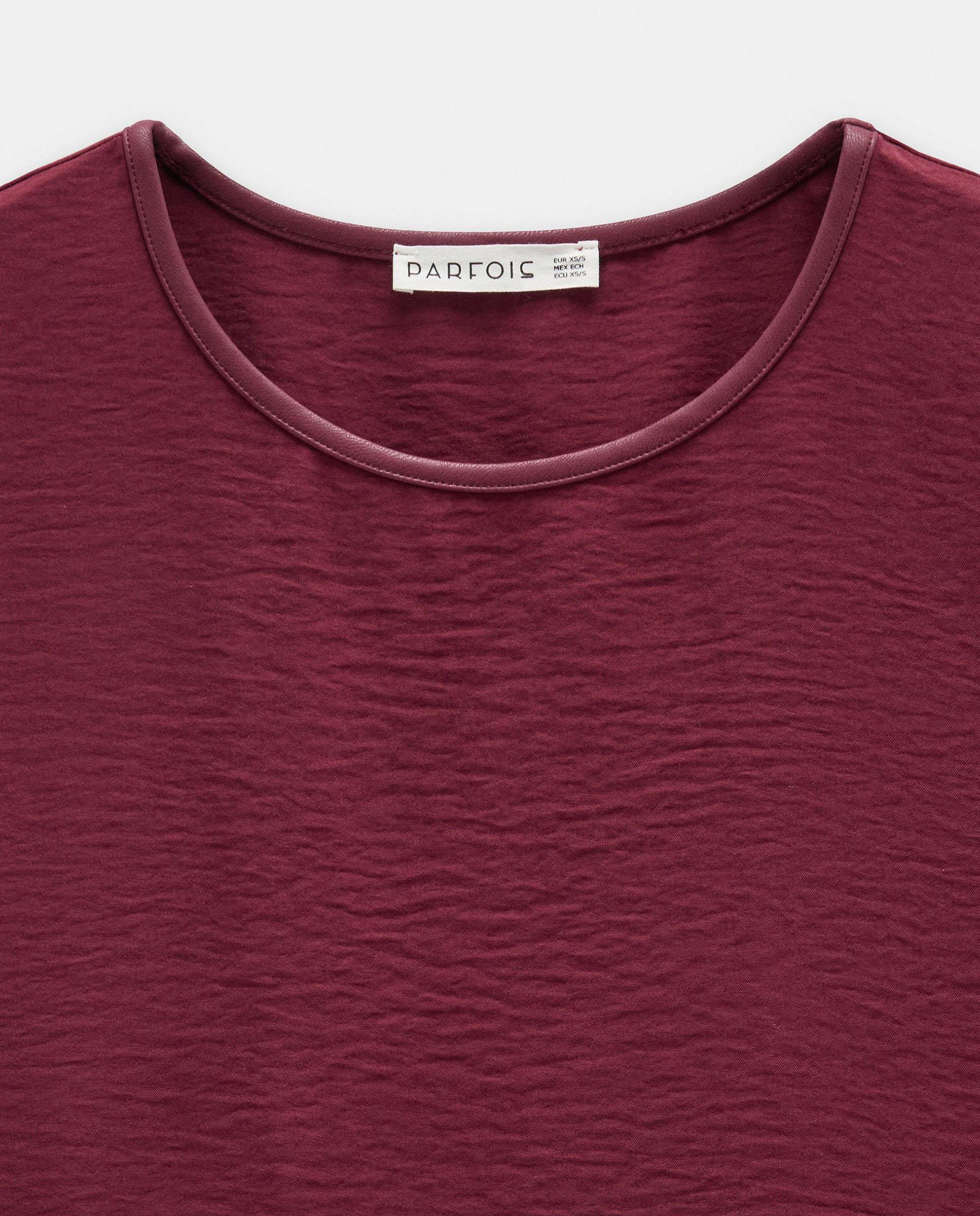 Camiseta de mujer de manga corta en liso - Parfois - Burdeos Burdeos-5