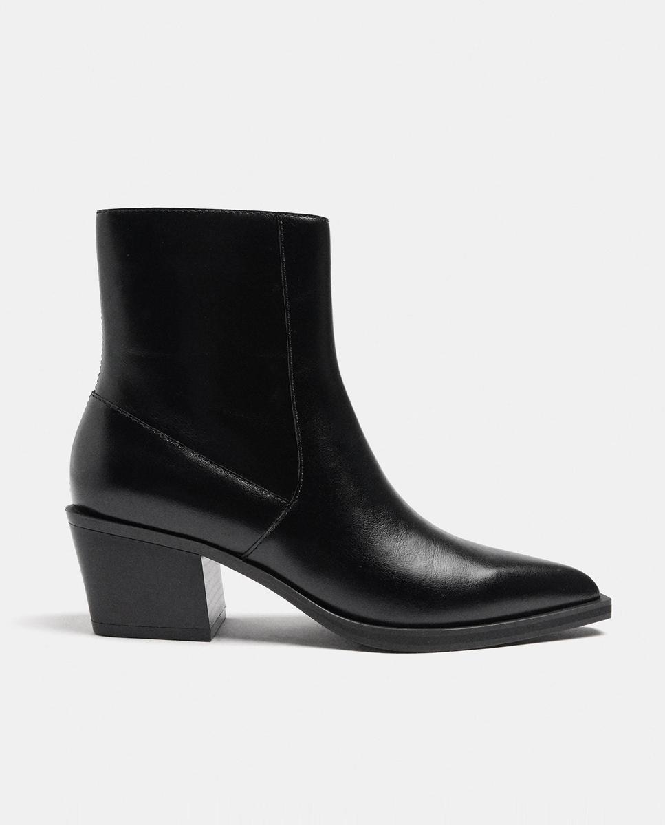 Botines básicos de mujer 100% piel con cierre de cremallera - Parfois - Negro Negro-3