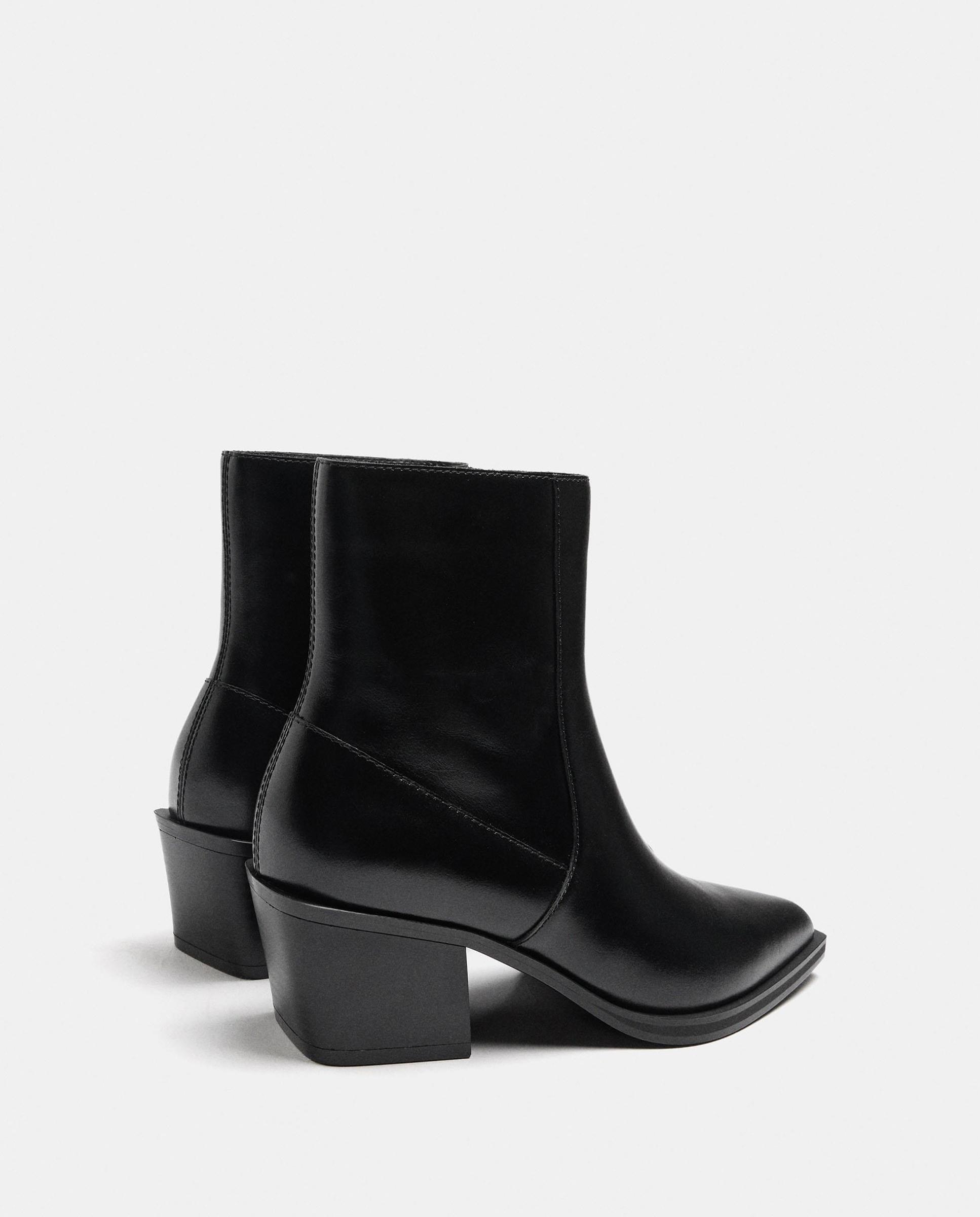 Botines básicos de mujer 100% piel con cierre de cremallera - Parfois - Negro Negro-4