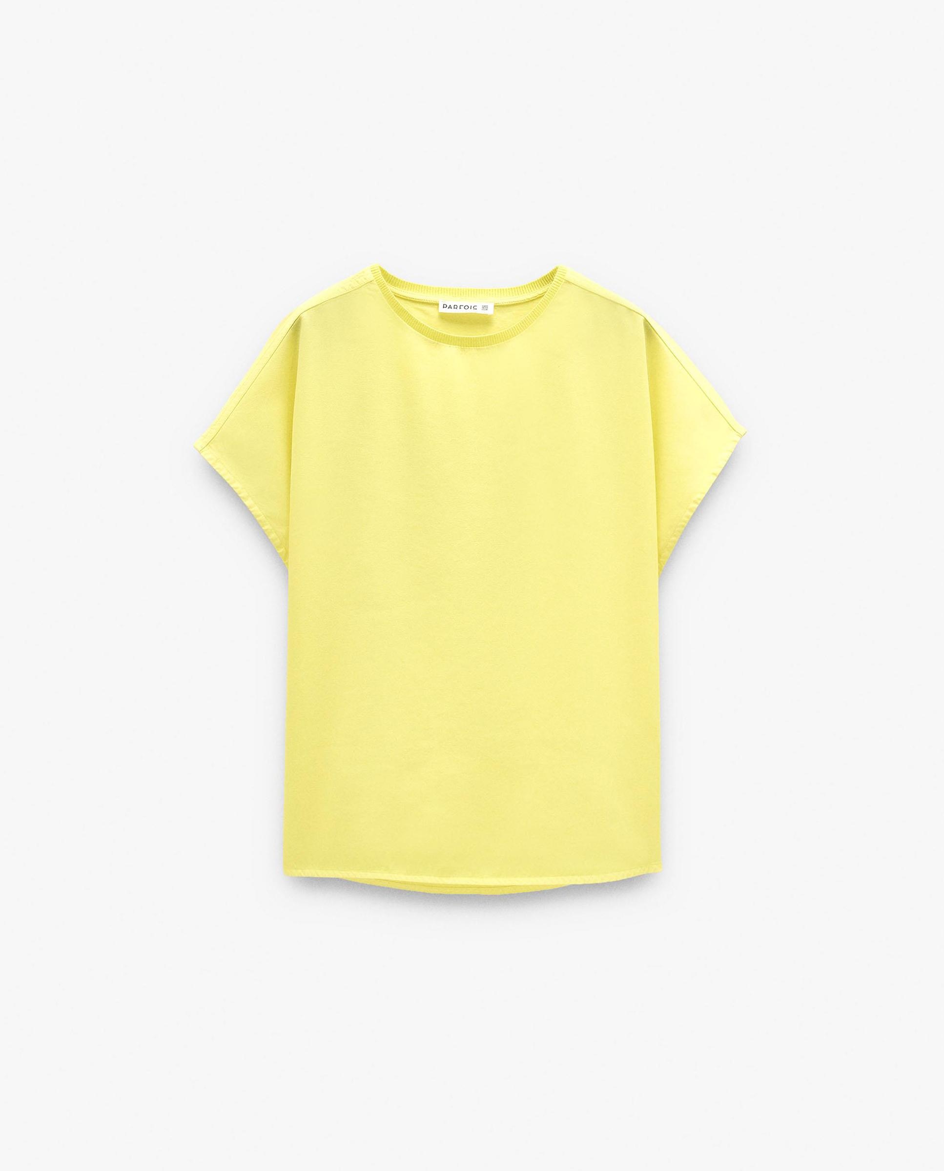 Camiseta de mujer 100% liocel de manga corta en liso - Parfois - Lima Lima-6