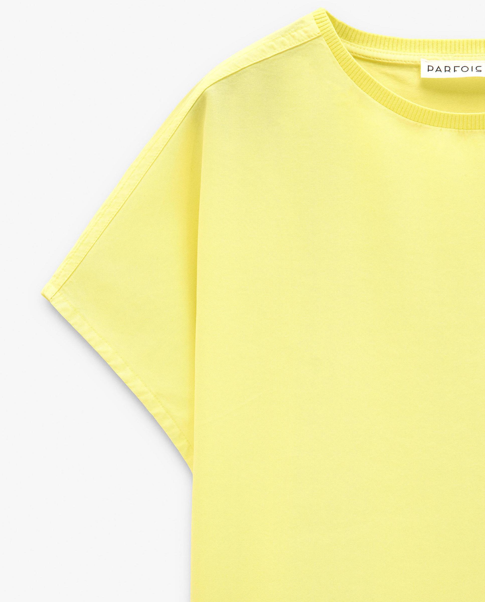 Camiseta de mujer 100% liocel de manga corta en liso - Parfois - Lima Lima-5