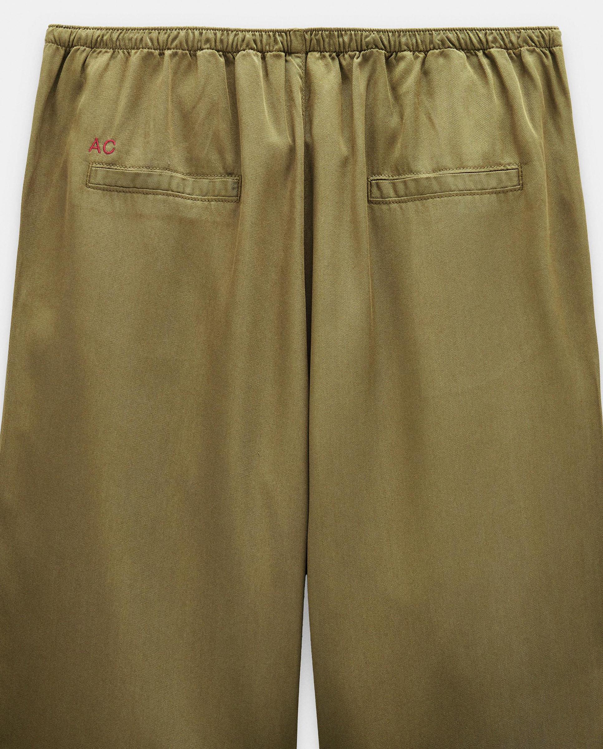 Pantalones rectos de mujer 100% liocel con cordón de cintura en liso - Parfois - Kaki Kaki-6