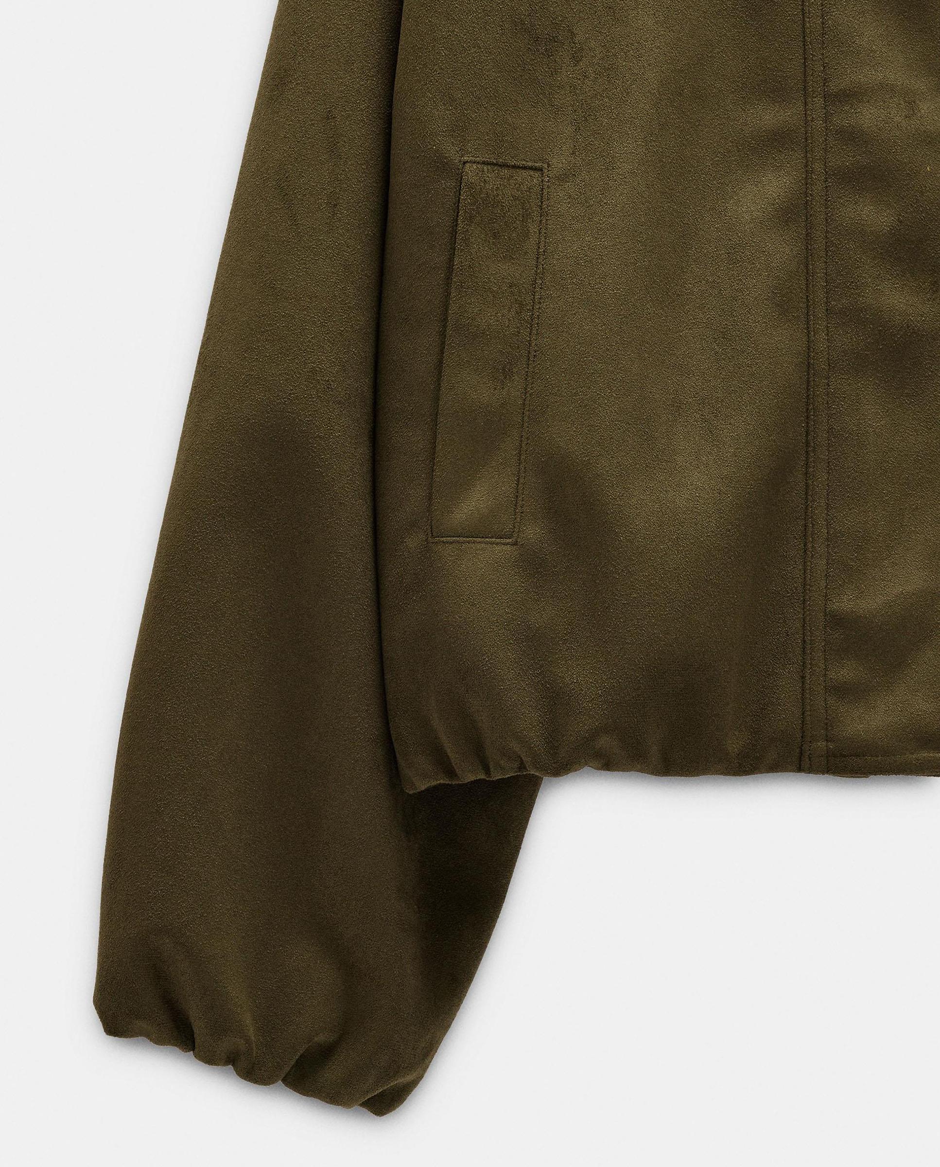 Chaqueta de mujer corta efecto piel en liso - Parfois - Kaki Kaki-5