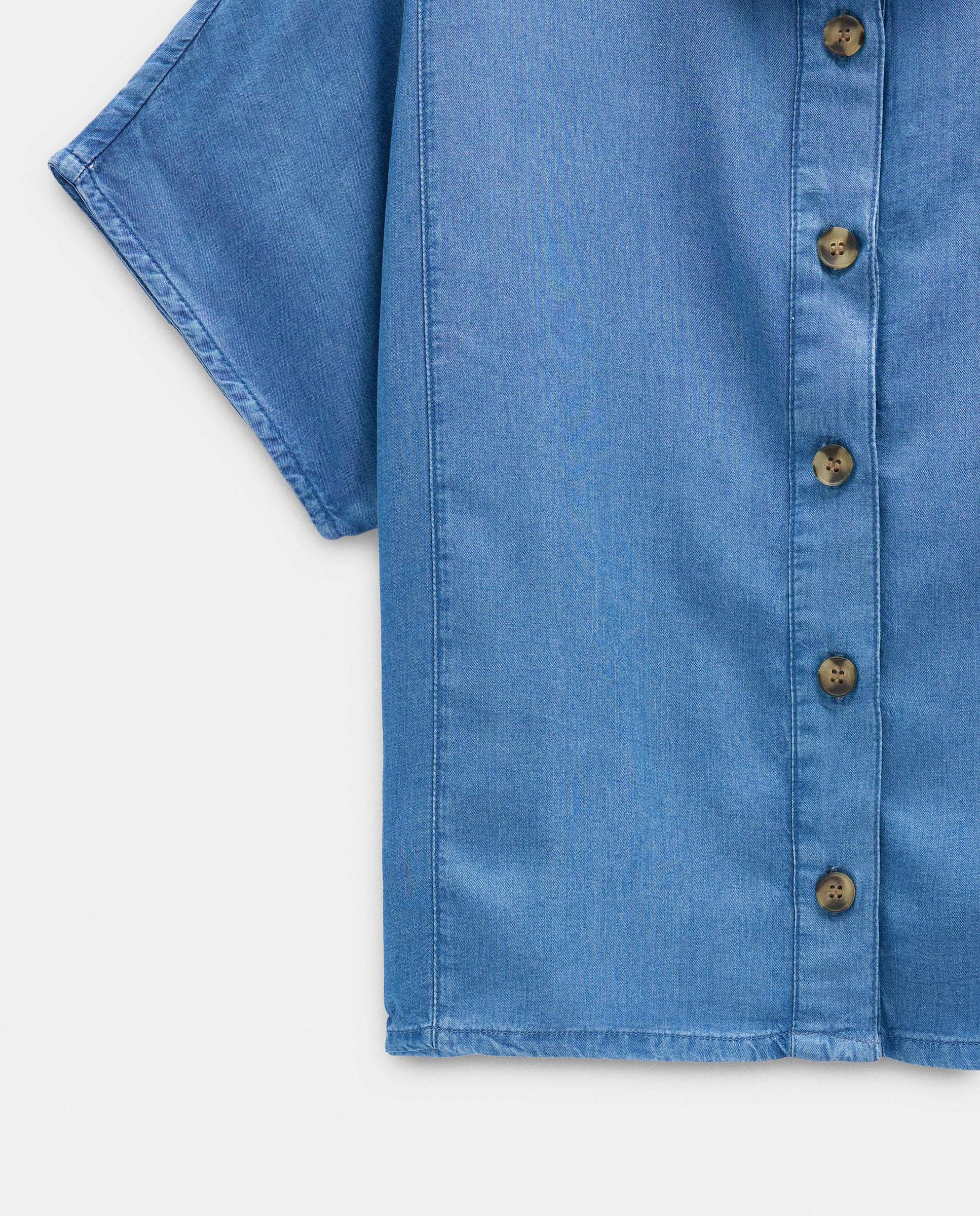 Camisa de mujer 100% liocel vaquera en liso - Parfois - Azul Azul-6