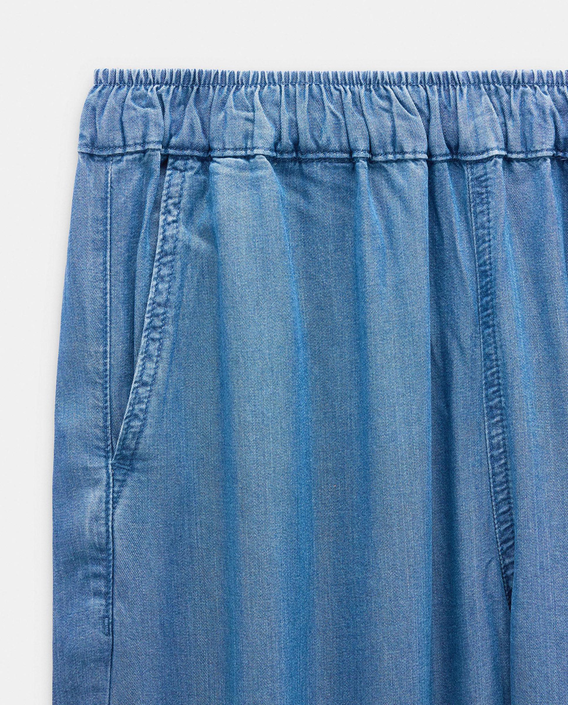 Vaqueros anchos de mujer 100% liocel con cintura elástica en liso - Parfois - Azul Azul-6
