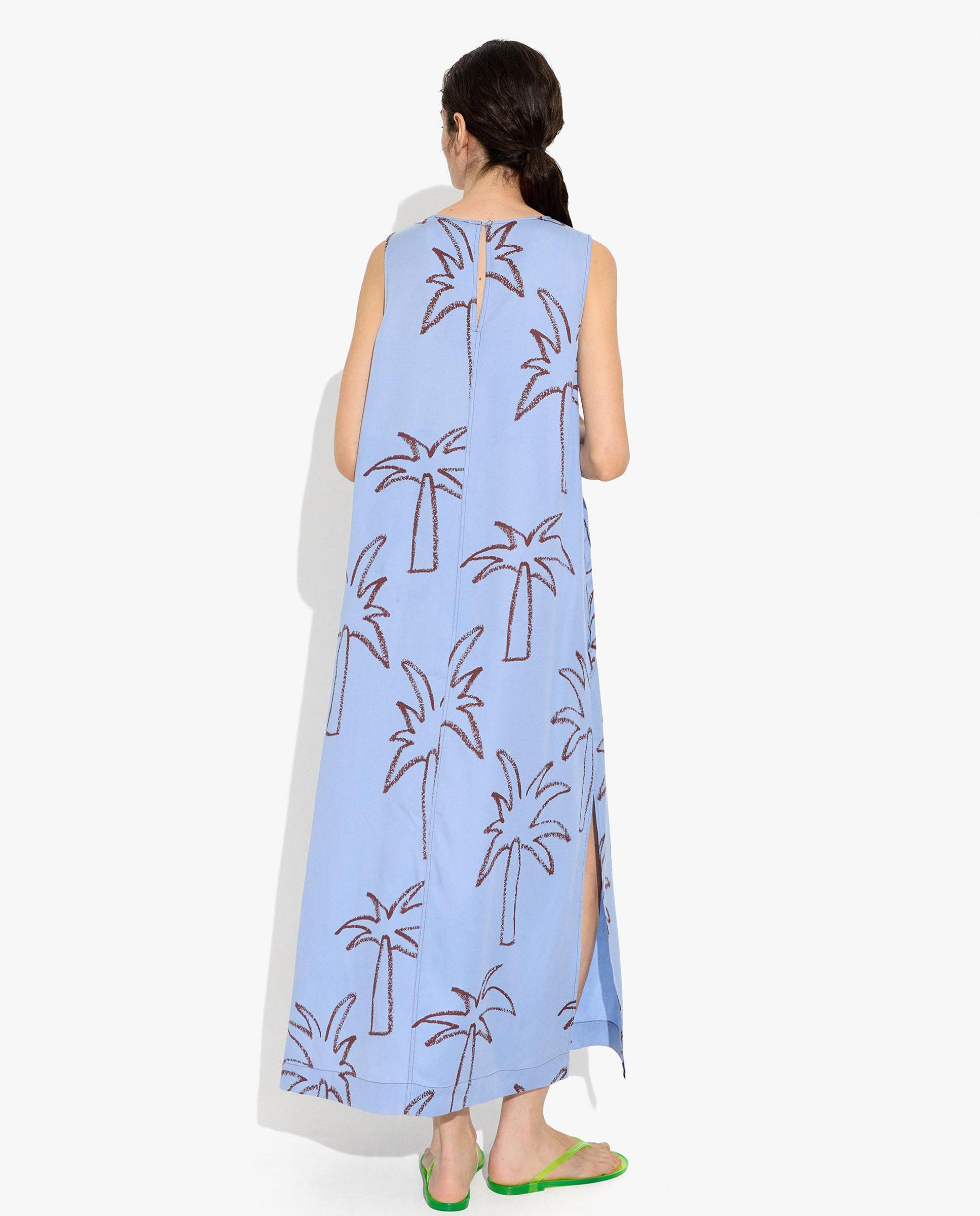 Vestido largo sin mangas con estampado de palmeras - Parfois - Azul Azul-3