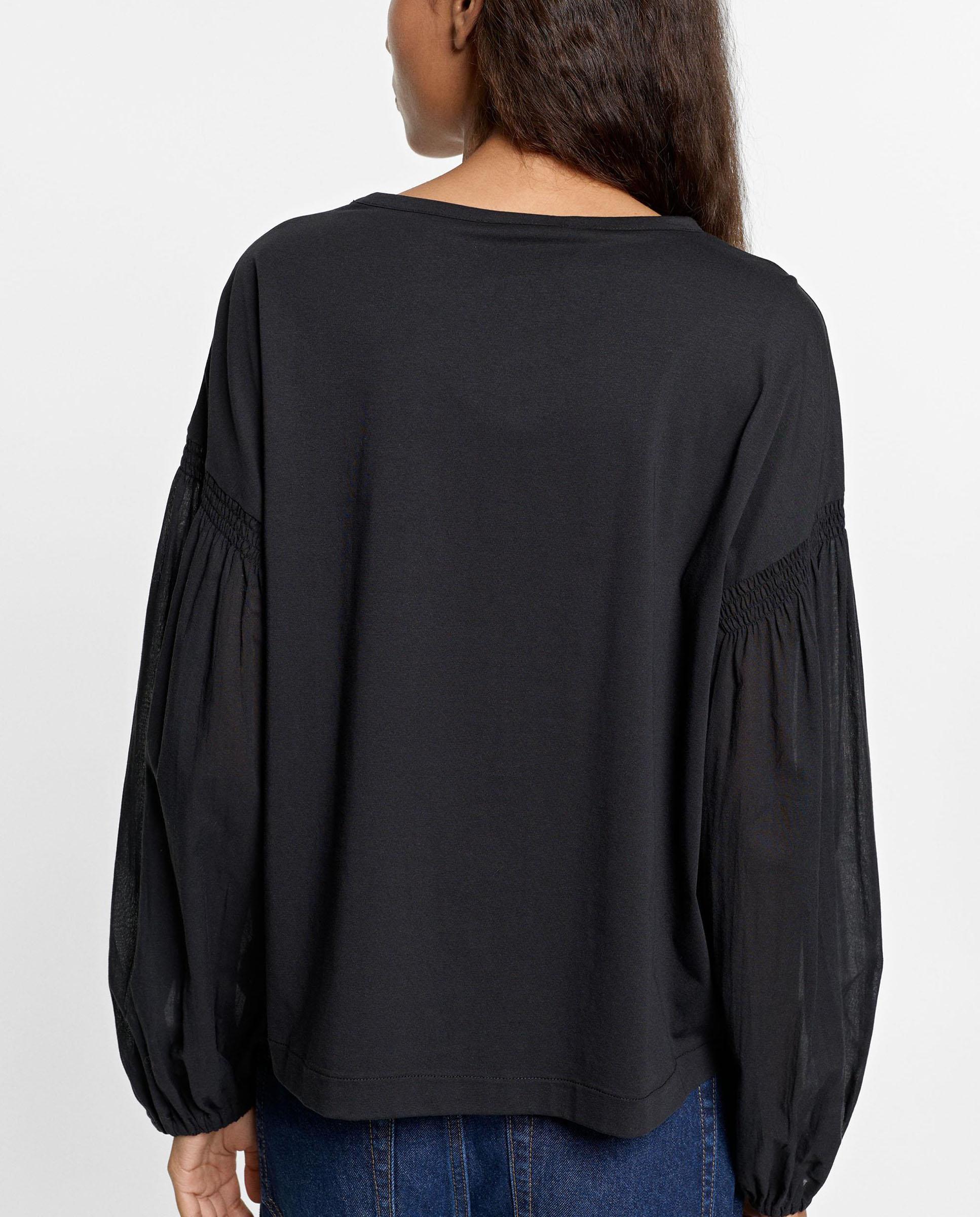 Camiseta de mujer de manga larga con mangas abullonadas - Parfois - Negro Negro-3