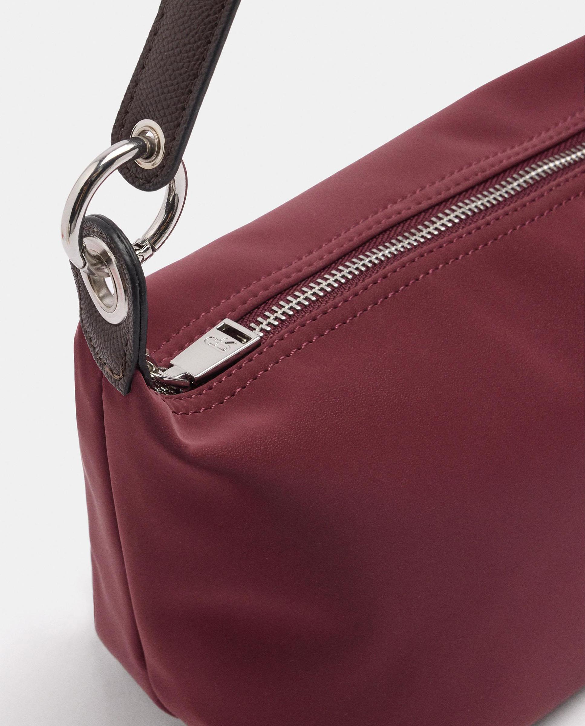 Bolso de hombro con llavero extraíble y cierre de cremallera en liso - Parfois - Burdeos Burdeos-3
