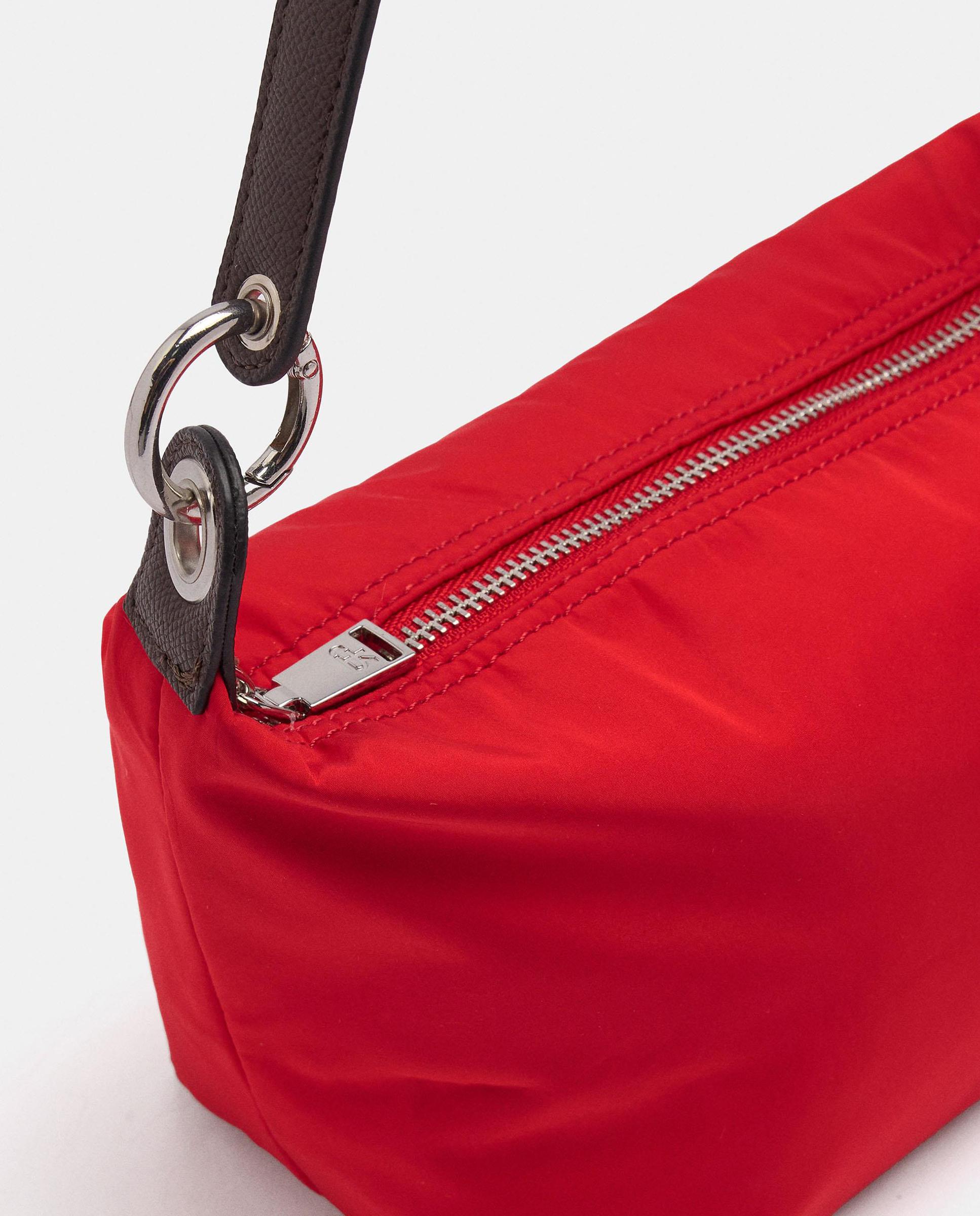 Bolso de hombro con llavero extraíble y cierre de cremallera en liso - Parfois - Rojo Rojo-3