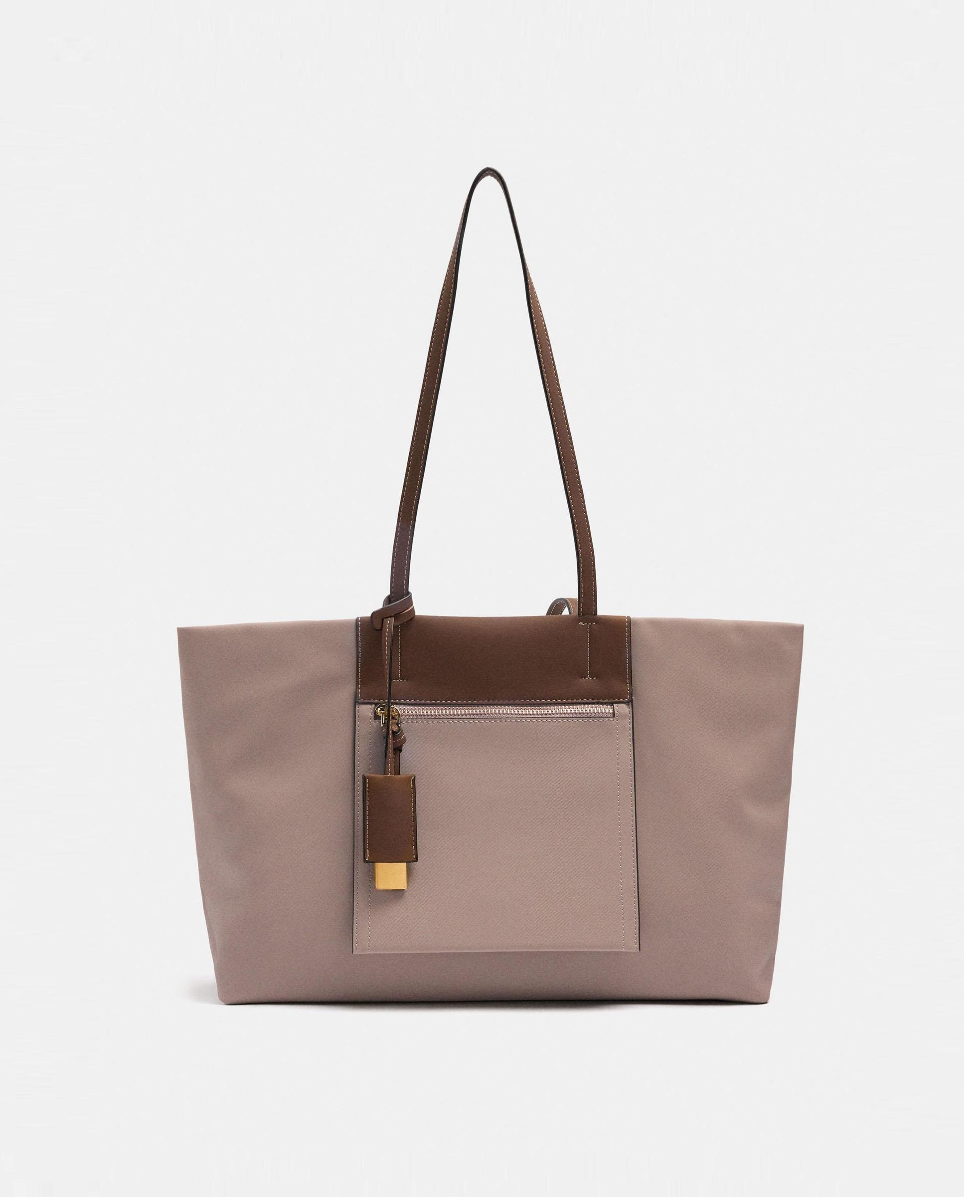 Shopper grande con cierre de cremallera en liso - Parfois - Rosa Rosa-1