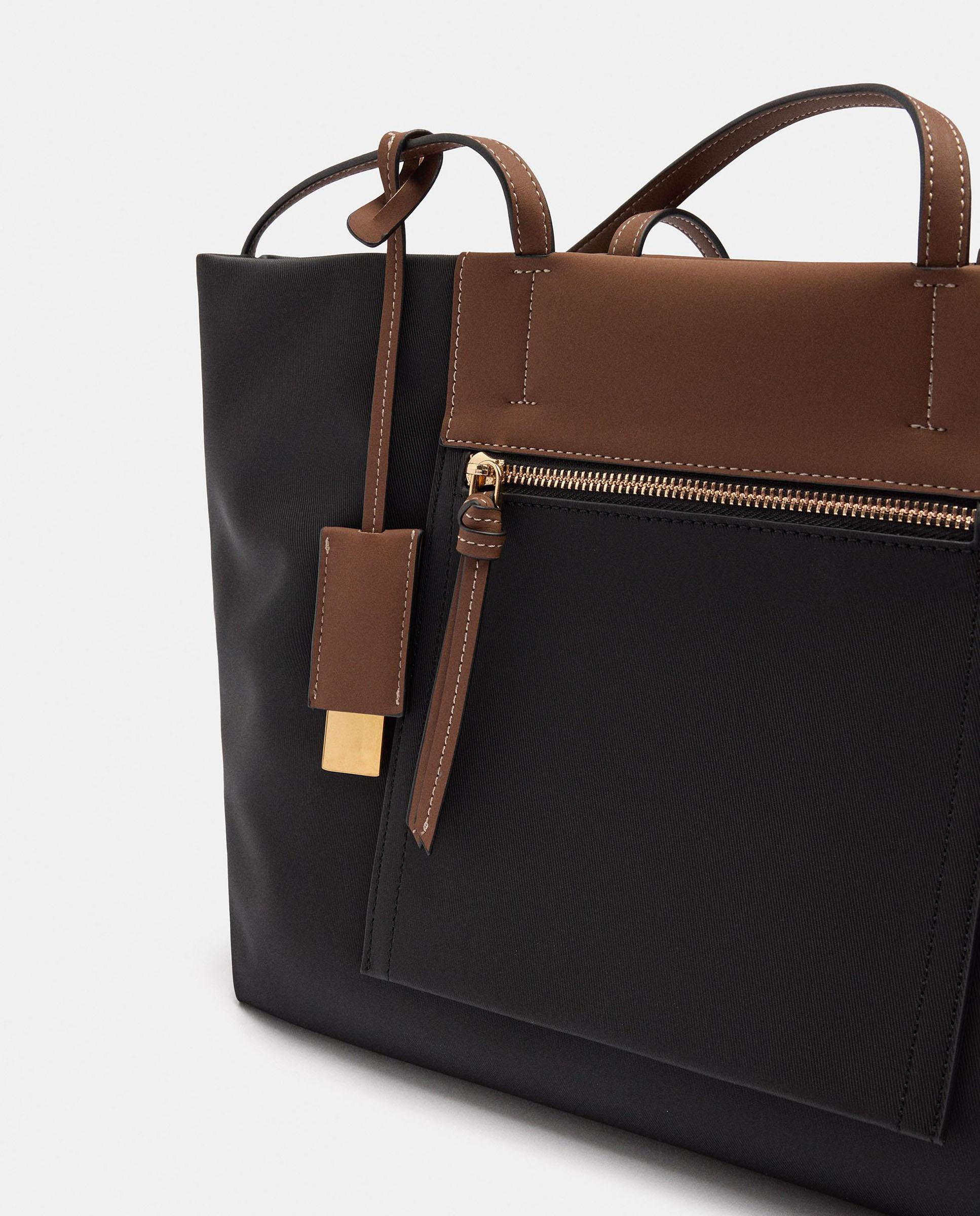 Shopper grande con cierre de cremallera en liso - Parfois - Negro Negro-3