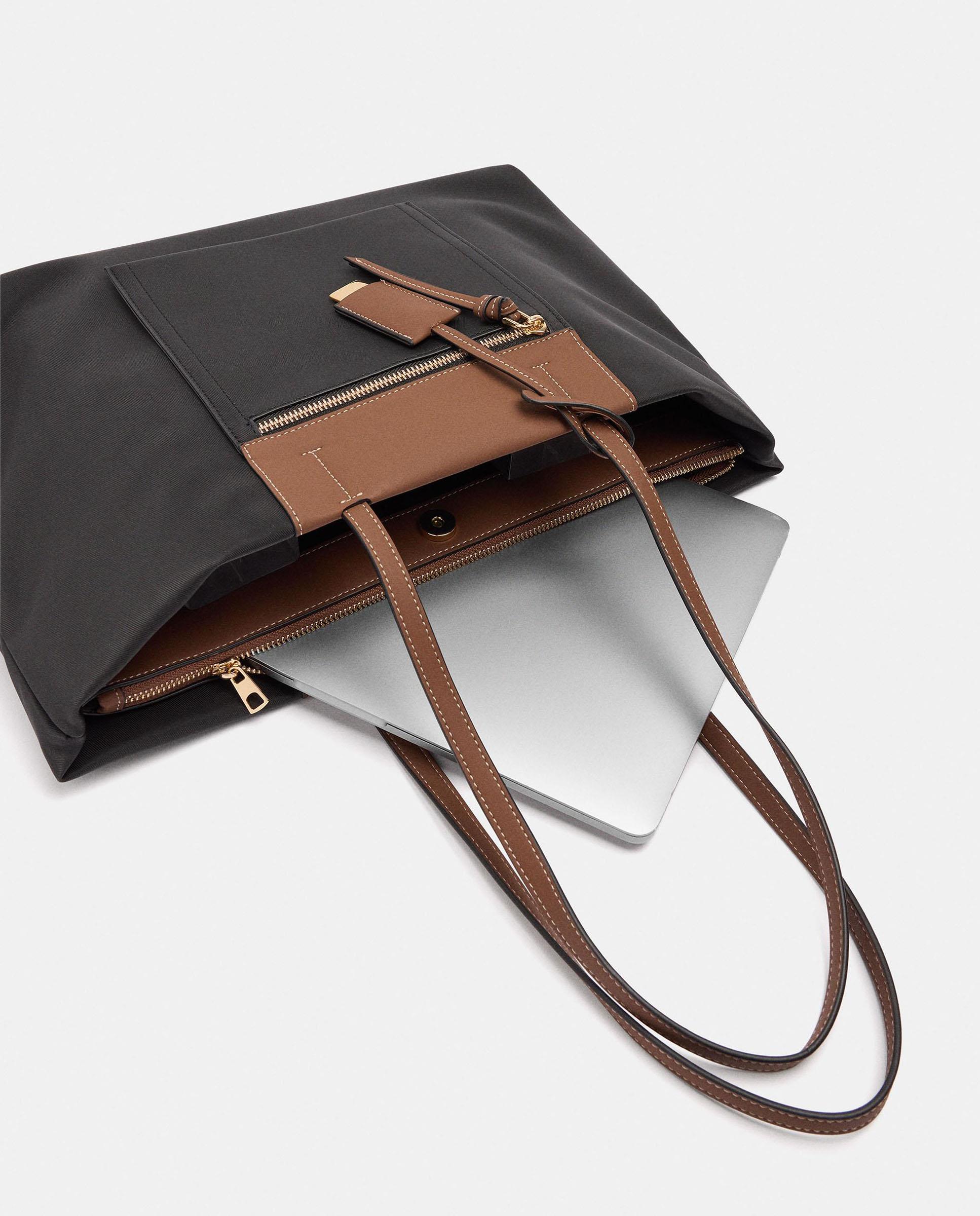 Shopper grande con cierre de cremallera en liso - Parfois - Negro Negro-6