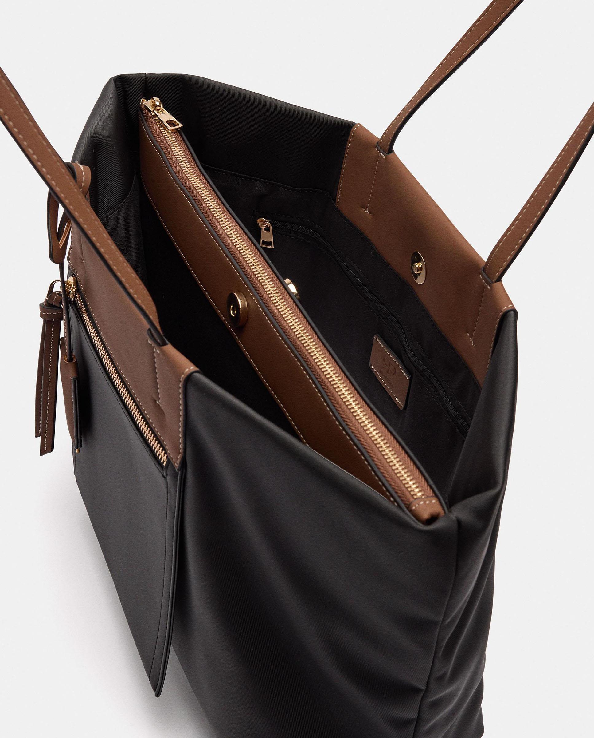 Shopper grande con cierre de cremallera en liso - Parfois - Negro Negro-7