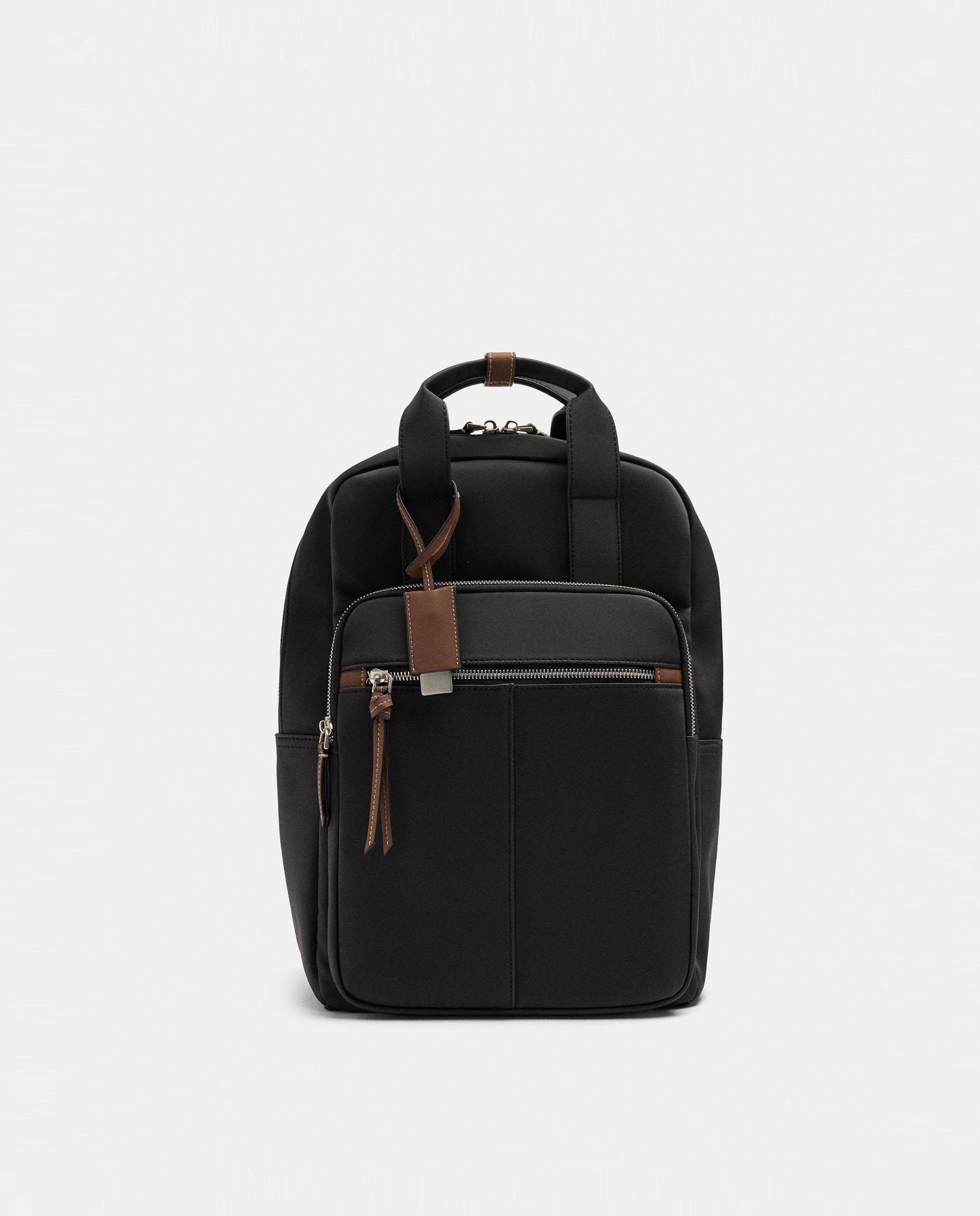 Mochila de mujer con varios compartimentos y cierre de cremallera en liso - Parfois - Negro Negro-1