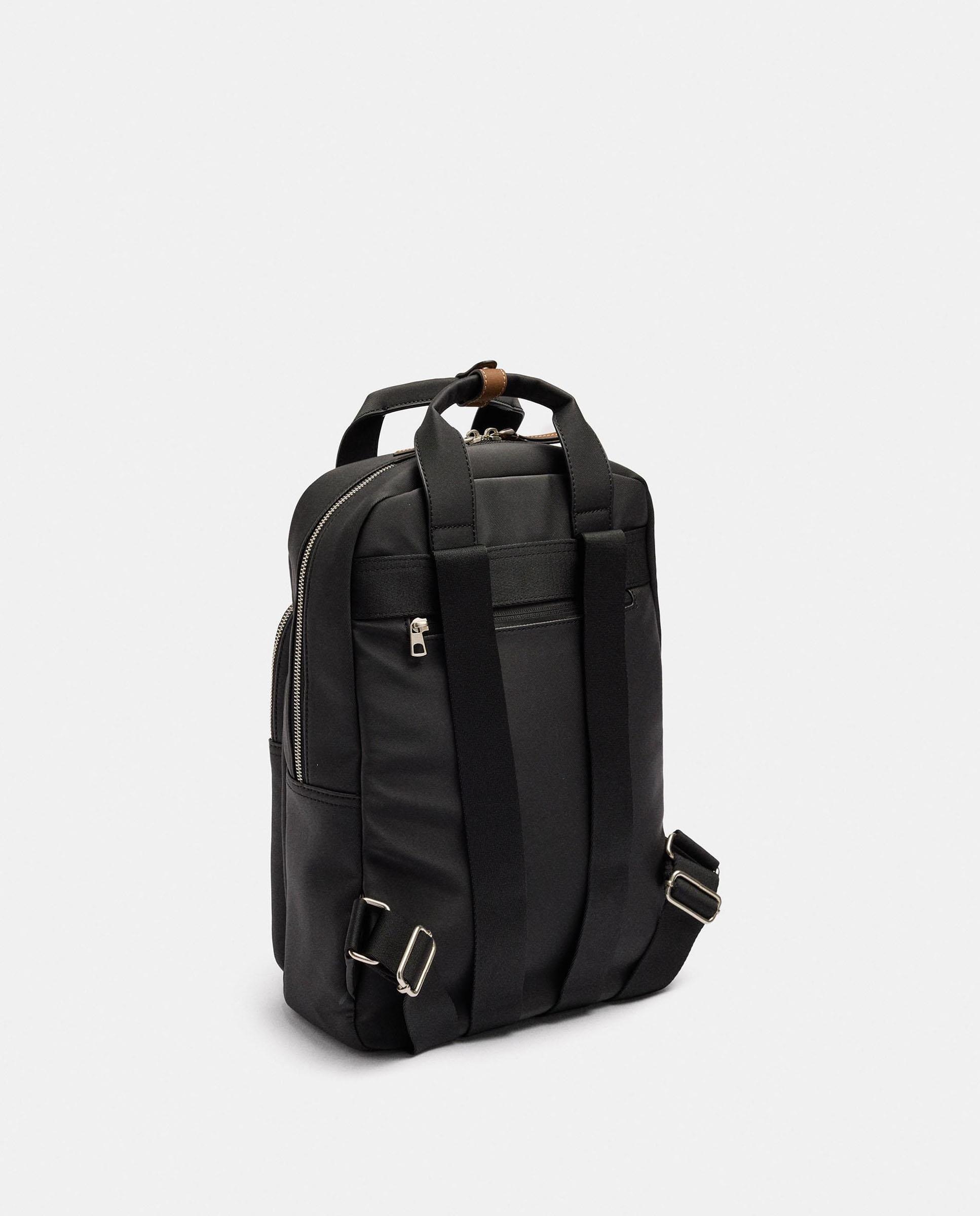 Mochila de mujer con varios compartimentos y cierre de cremallera en liso - Parfois - Negro Negro-4