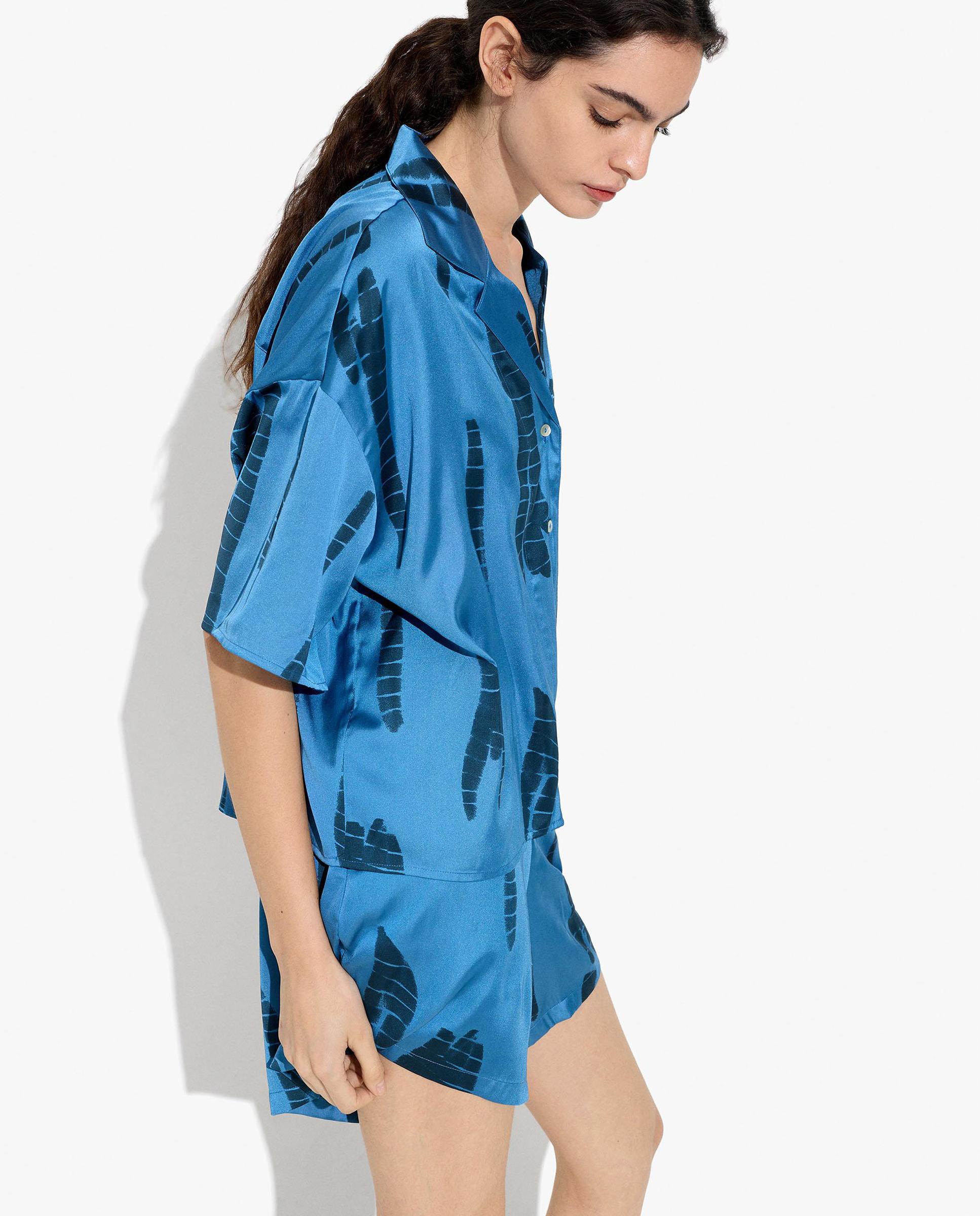 Short de mujer con cinturilla elástica y estampados - Parfois - Azul Azul-3