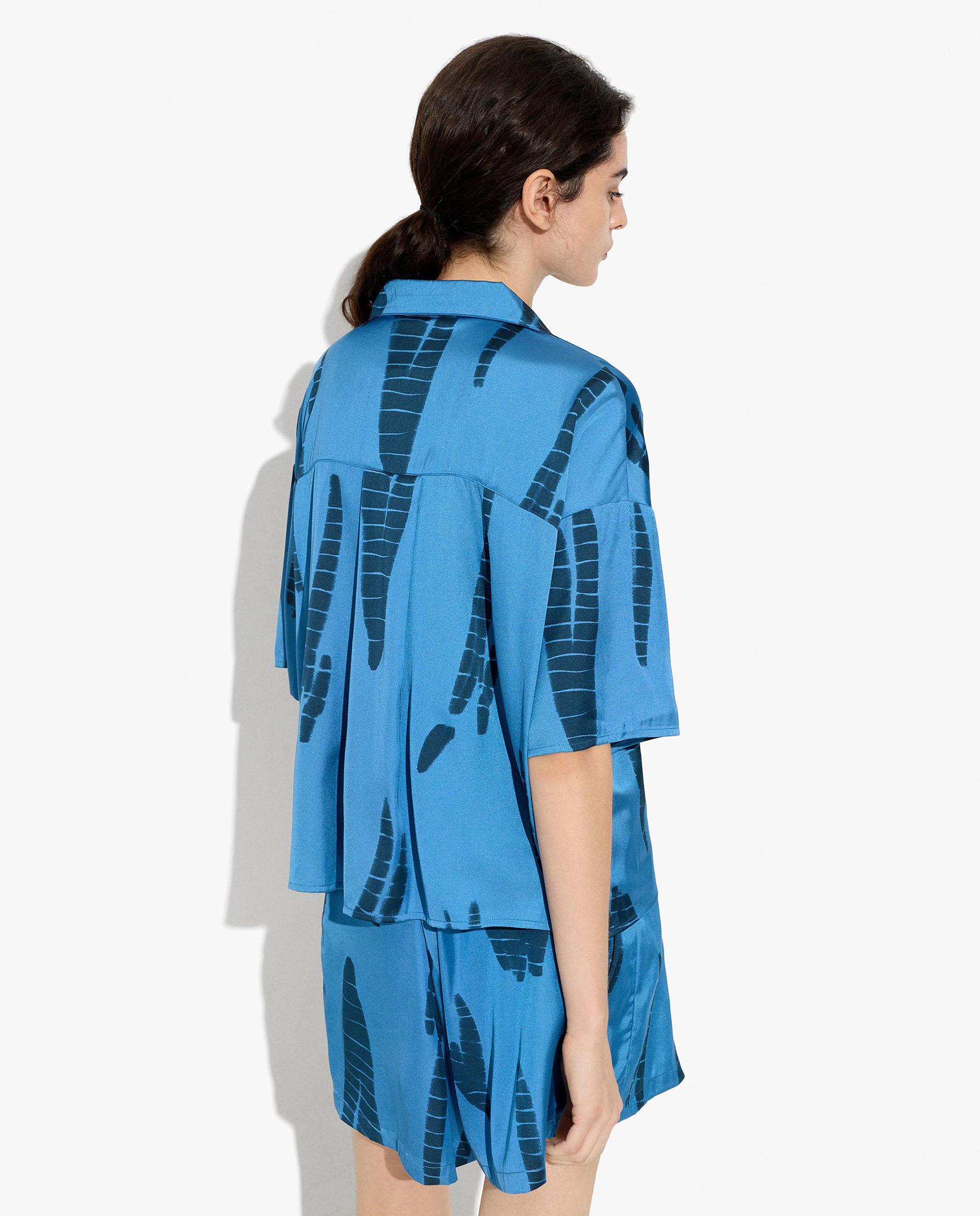 Short de mujer con cinturilla elástica y estampados - Parfois - Azul Azul-4