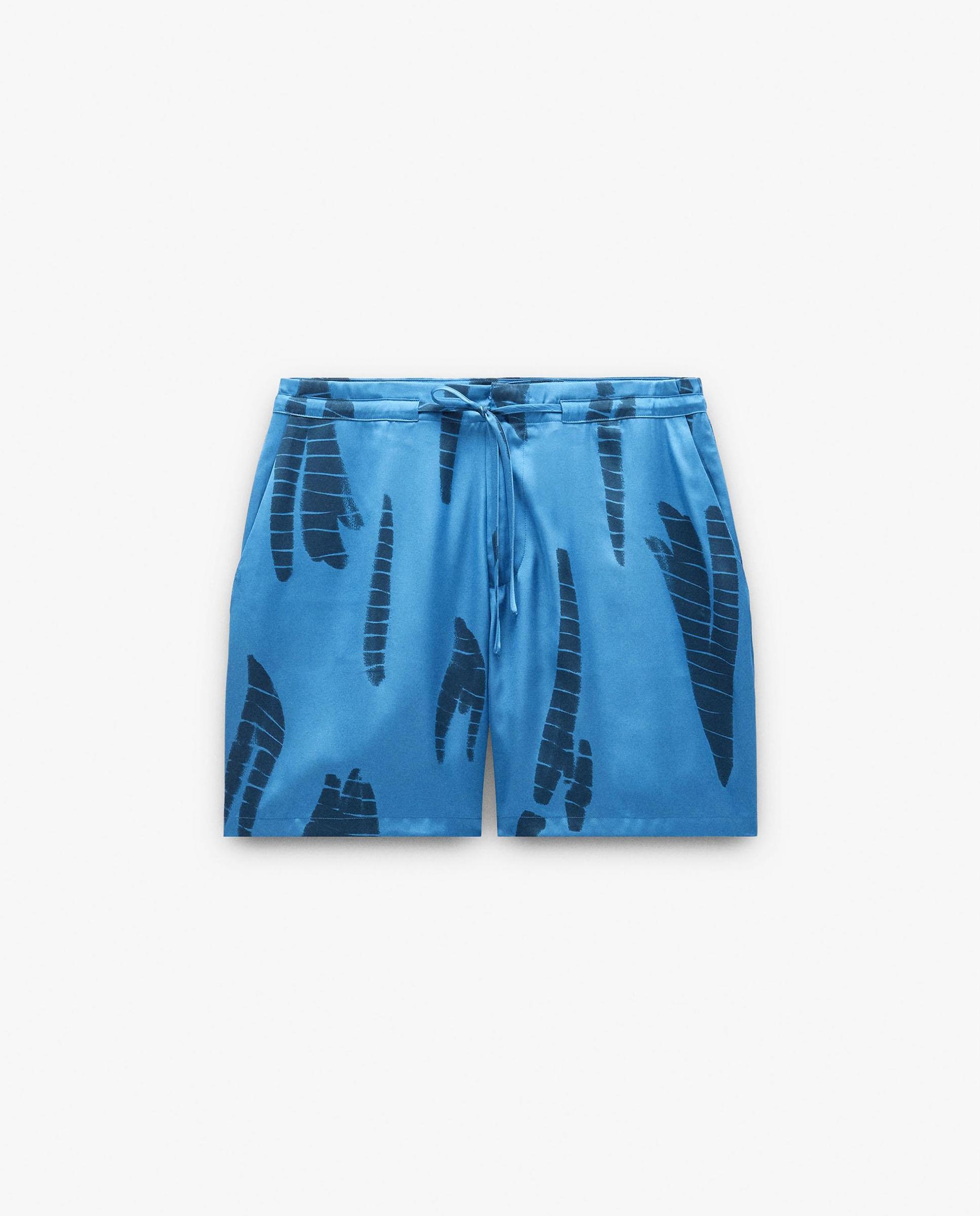 Short de mujer con cinturilla elástica y estampados - Parfois - Azul Azul-7