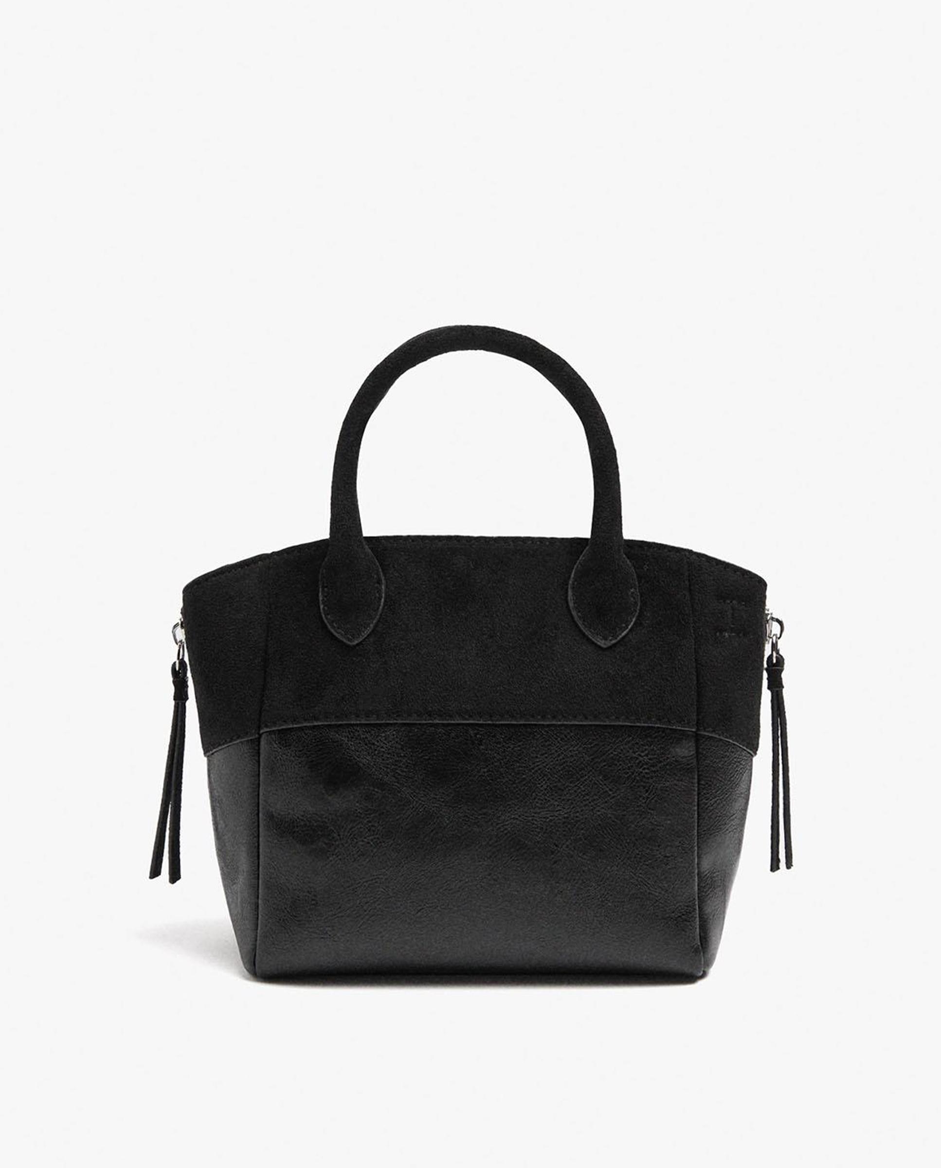 Bolso de mano estilo tote convertible a bandolera con cierre imantado en liso - Parfois - Negro Negro-1