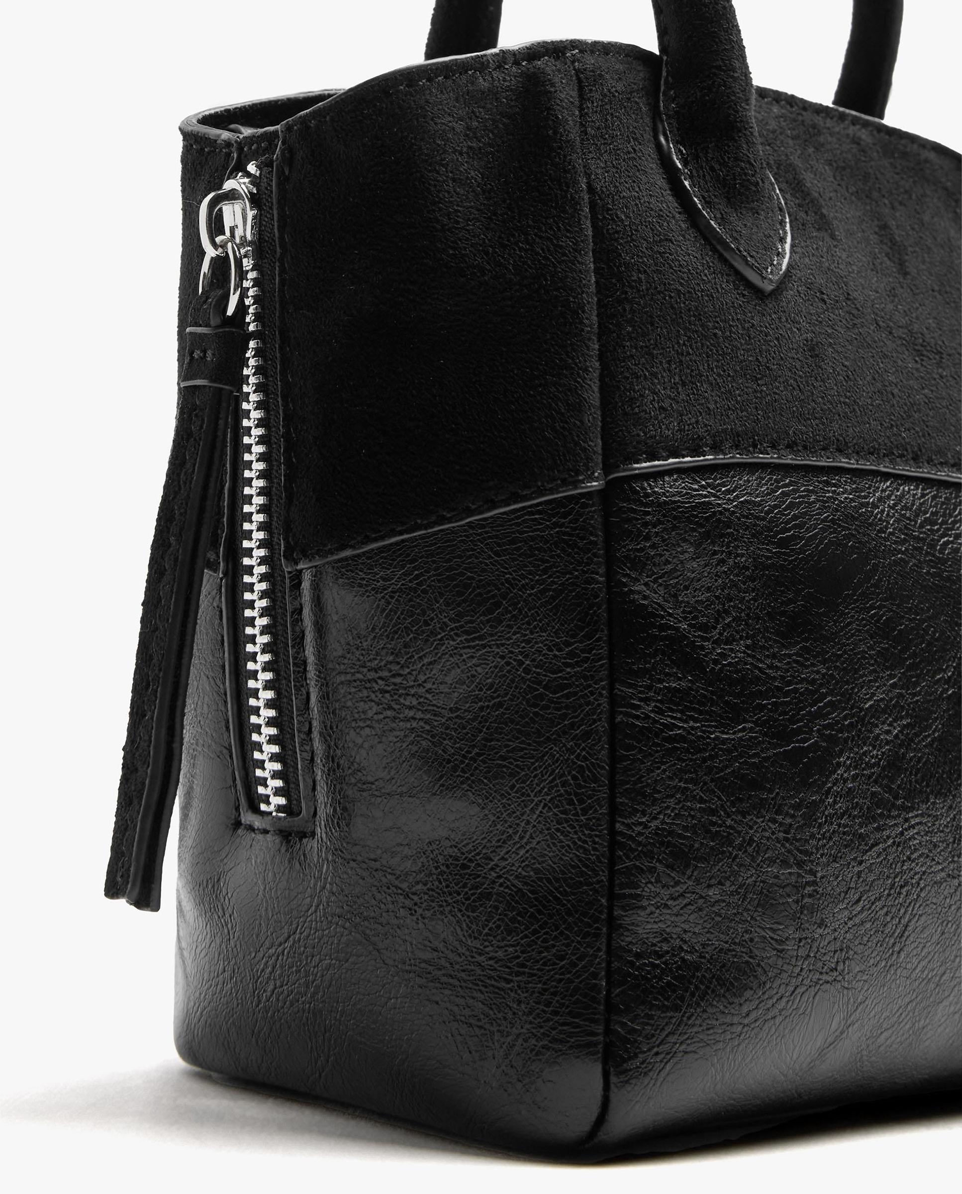 Bolso de mano estilo tote convertible a bandolera con cierre imantado en liso - Parfois - Negro Negro-3