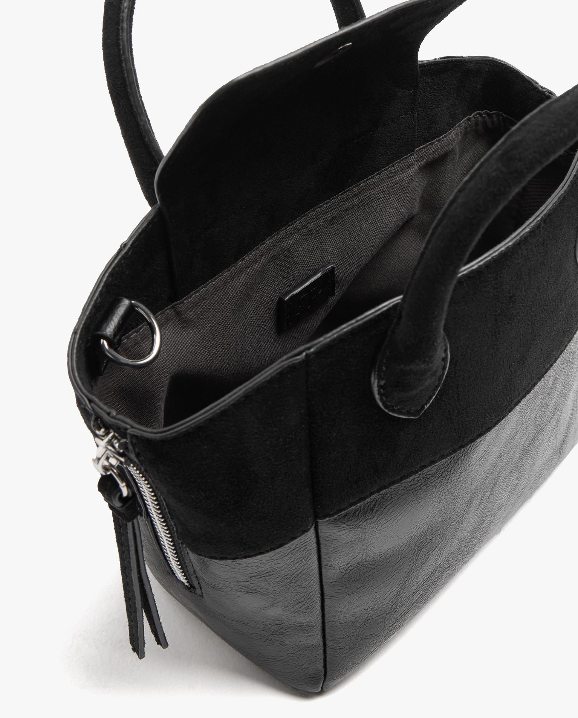 Bolso de mano estilo tote convertible a bandolera con cierre imantado en liso - Parfois - Negro Negro-4