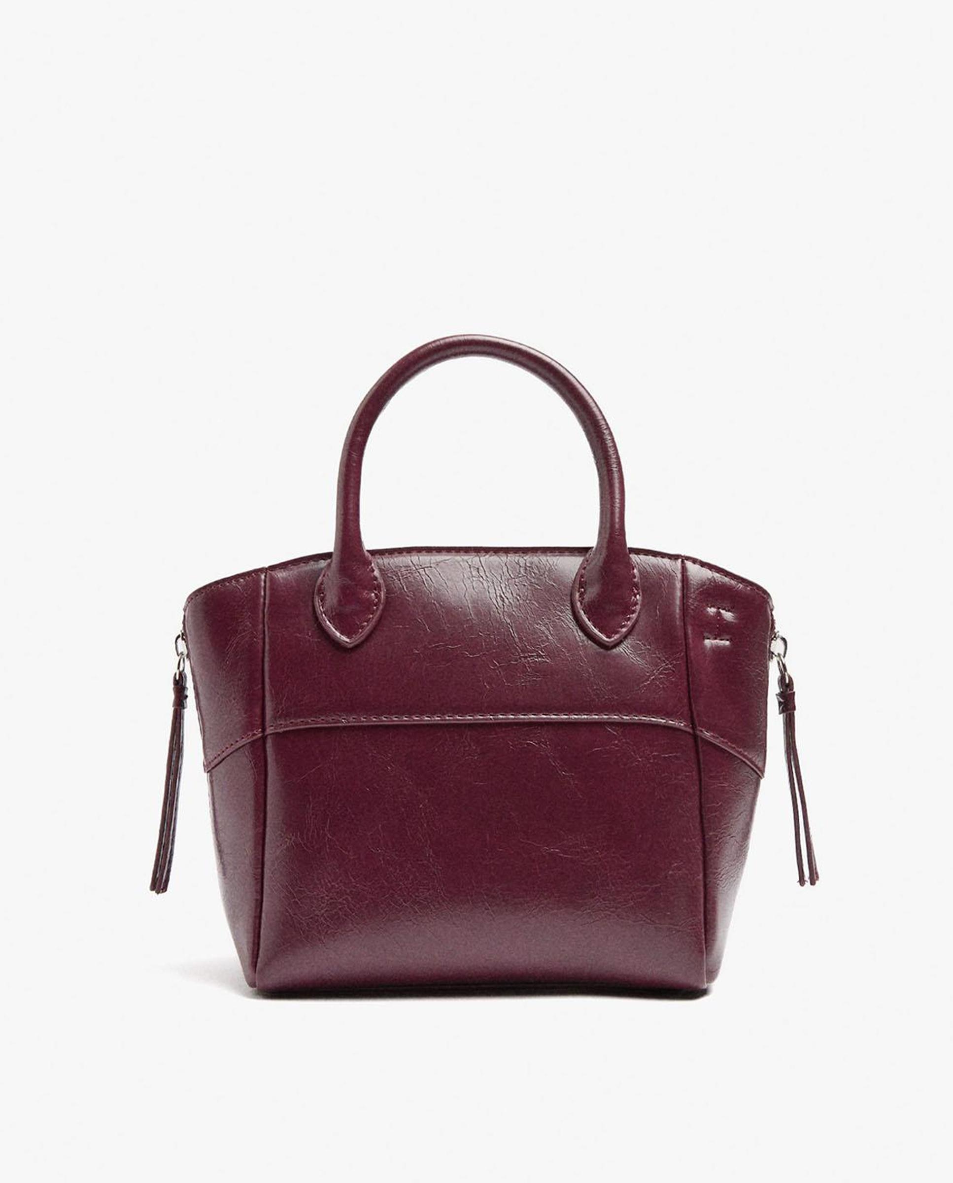 Bolso de mano estilo tote convertible a bandolera con cierre imantado en liso - Parfois - Burdeos Burdeos-1