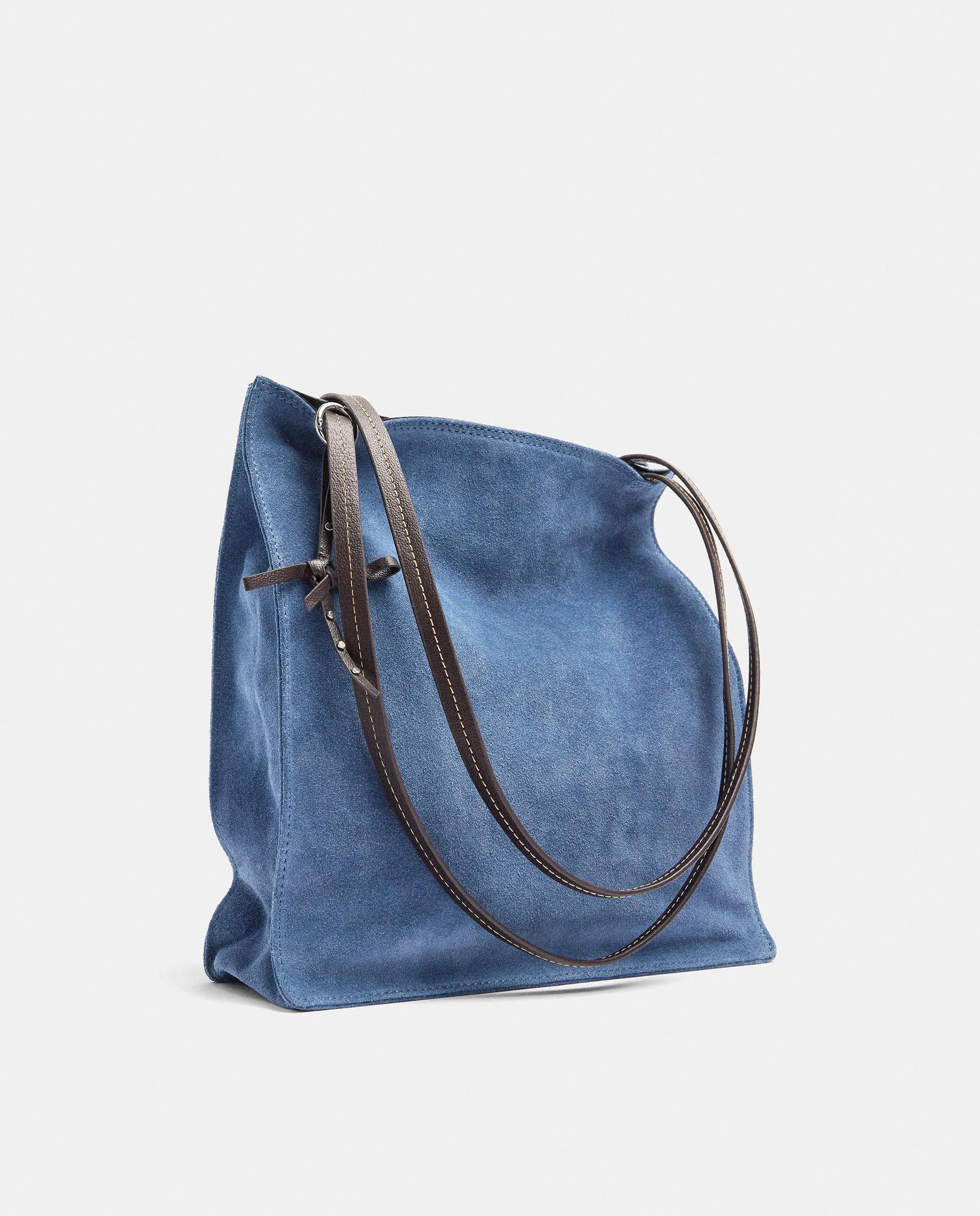 Imagen 0 de Shopper grande con cierre de imán en liso Azul