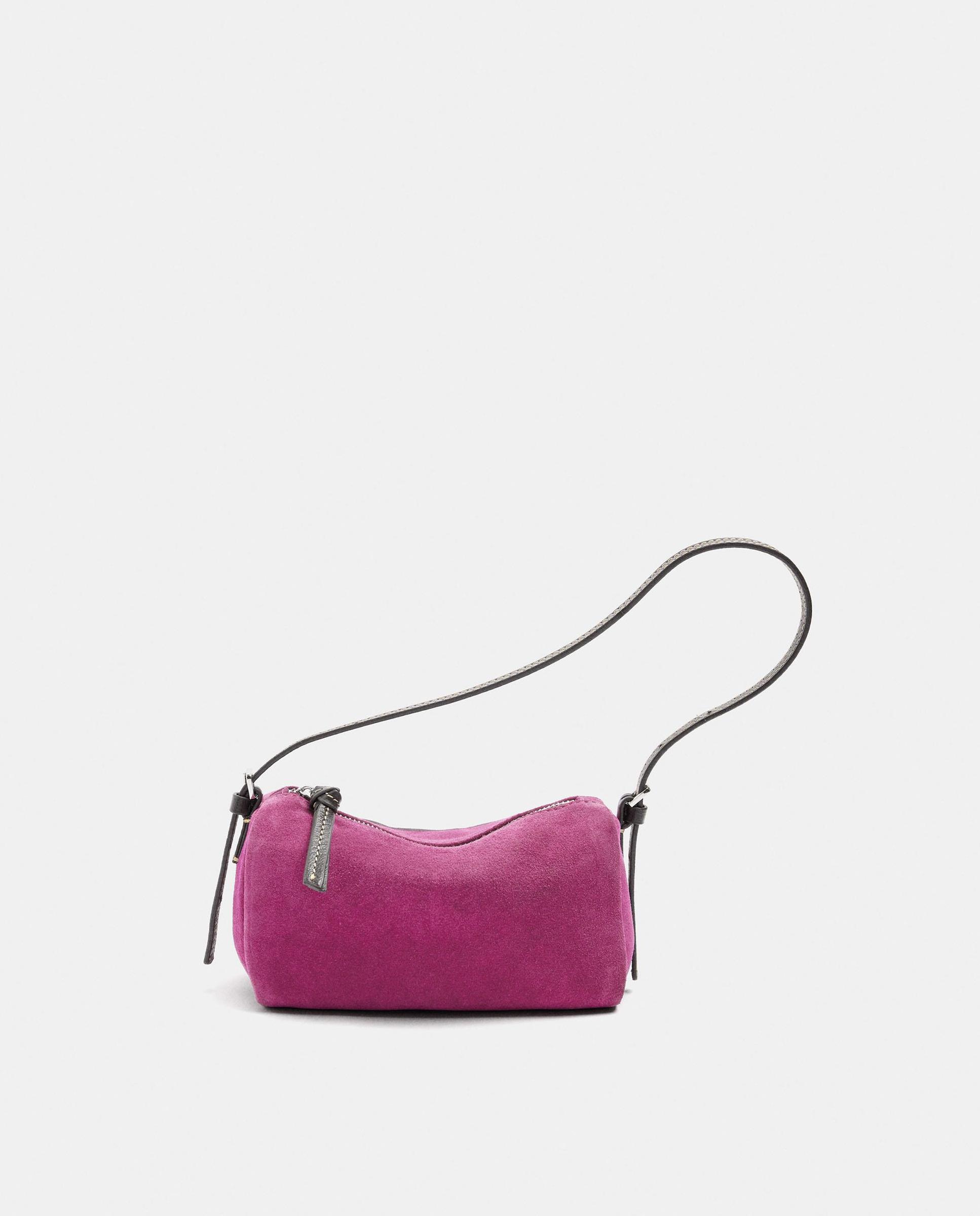 Imagen 0 de Bandolera de mujer 100% piel con cierre de cremallera en liso Fucsia
