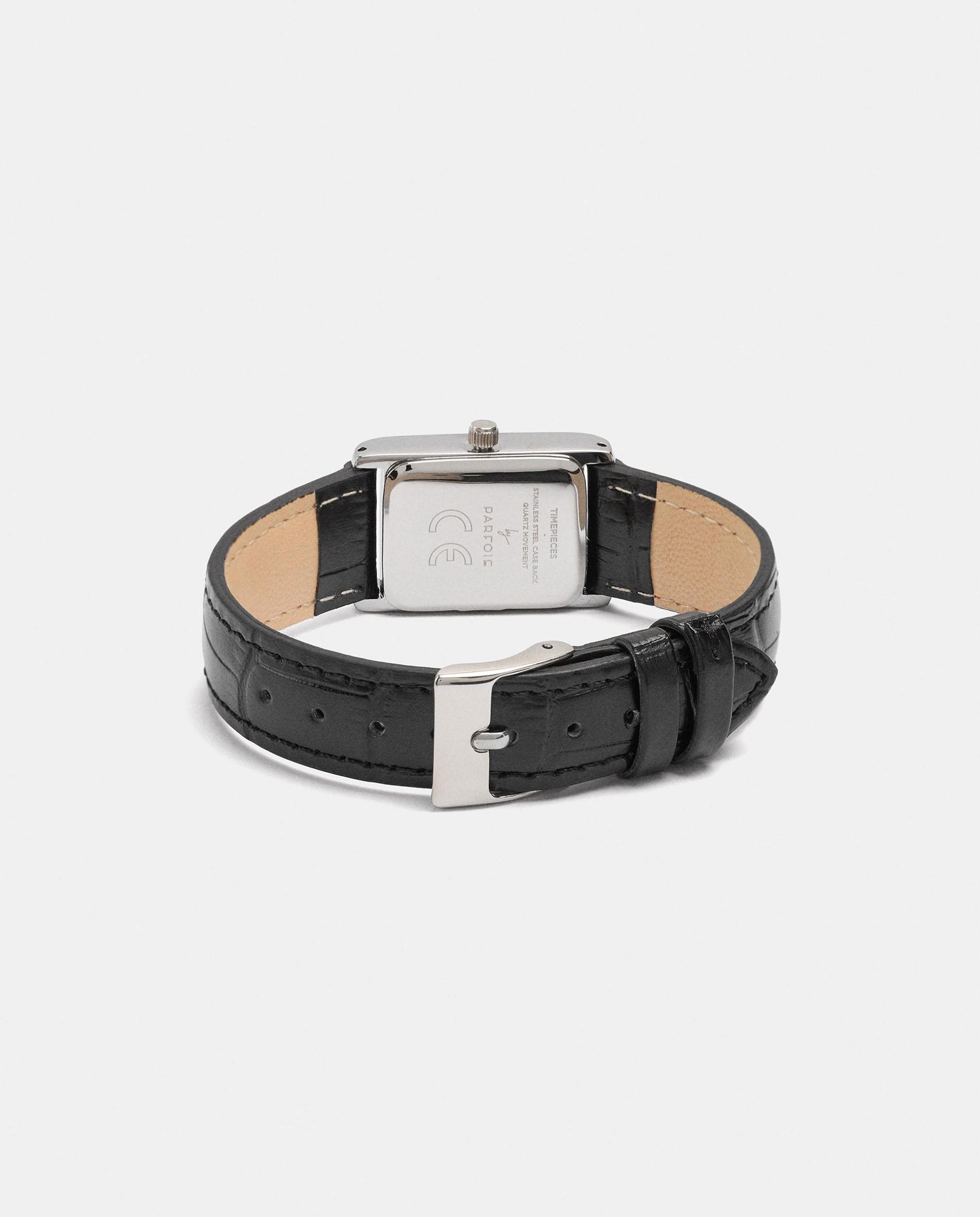 Reloj de mujer con correa de piel cuadrado - Parfois - Negro Negro-3