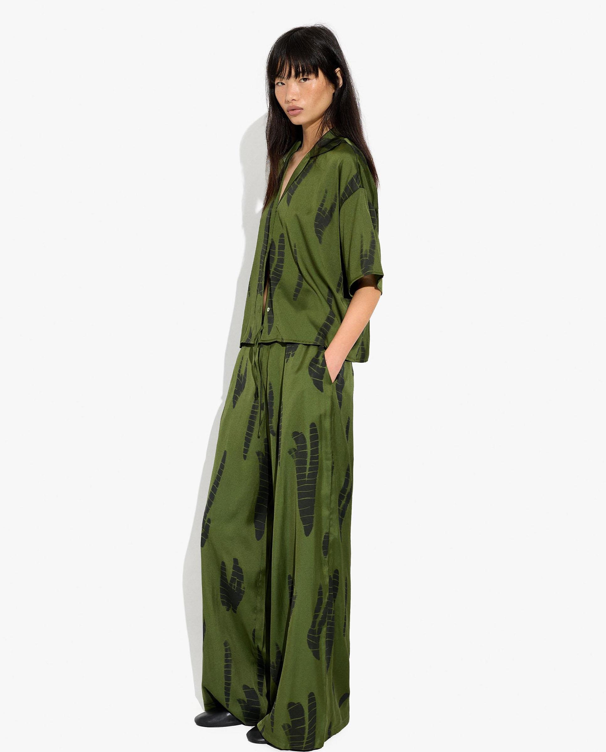 Camisa de mujer de manga francesa con estampados - Parfois - Kaki Kaki-3