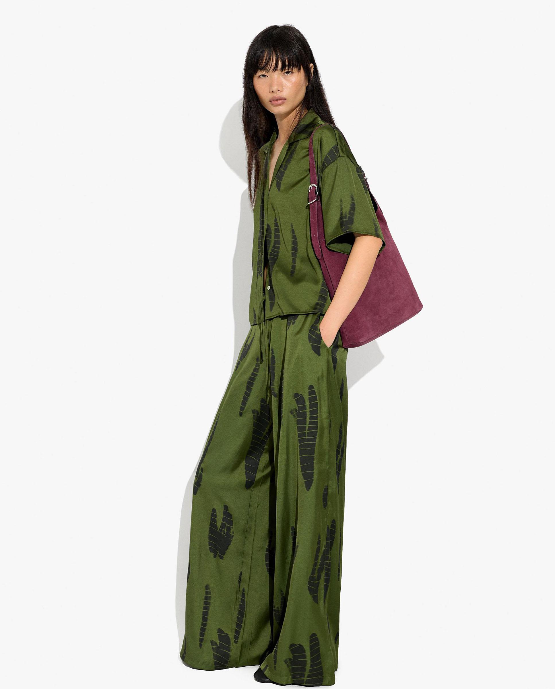 Camisa de mujer de manga francesa con estampados - Parfois - Kaki Kaki-5
