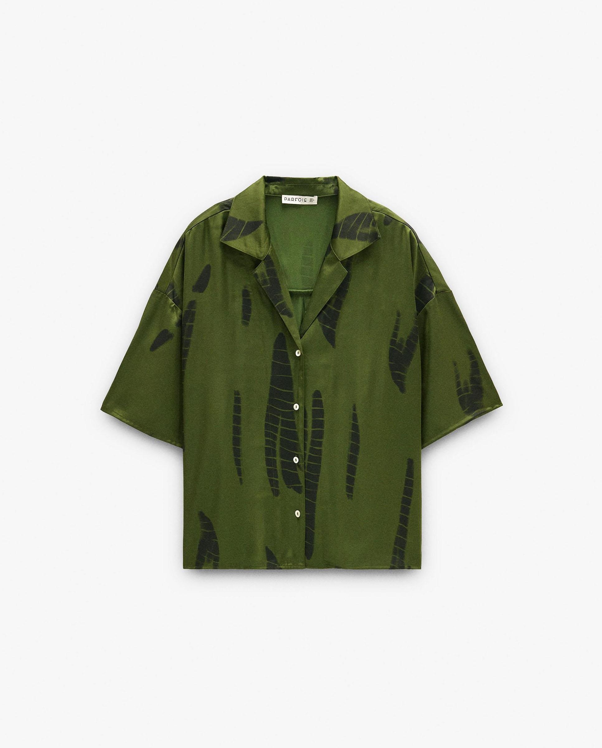 Camisa de mujer de manga francesa con estampados - Parfois - Kaki Kaki-7